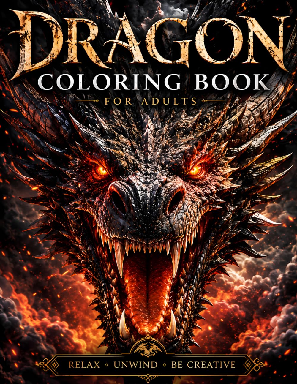 Grayscale Dragon Coloring Book for Adults and Teens: Magical Mythical Dragons with Beautiful Large-Print Illustrations for Relaxation and Stress Relief