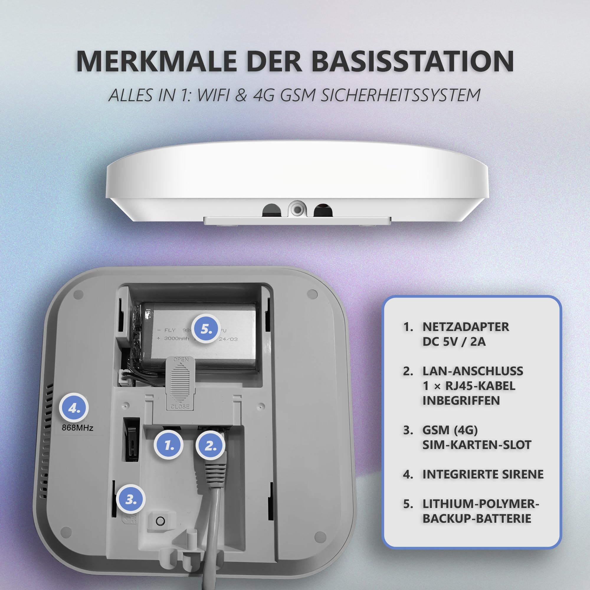 ELRO AS98S Home2 Intelligentes Drahtloses Alarmsystem – WLAN – GSM-Funktion – Testsieger – Mit Basisstation, Bedienfeld, Bewegungsmelder, 3 Tür-/Fensterkontakten und Fernbedienung