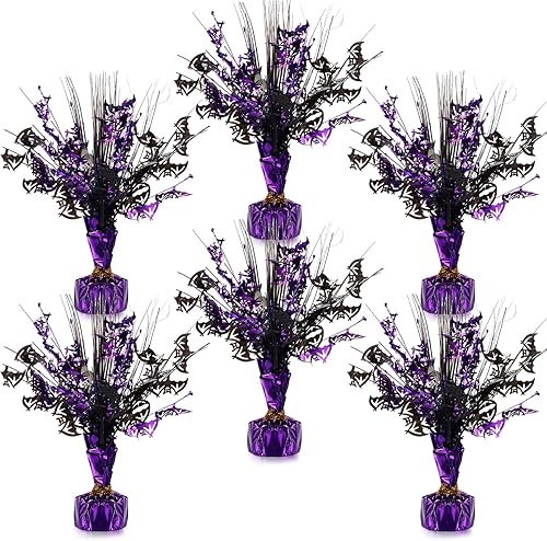 Centro de mesa con aerosol de murciélago de Halloween, centro de mesa metálico de Halloween, centros de mesa de papel de aluminio troquelados para