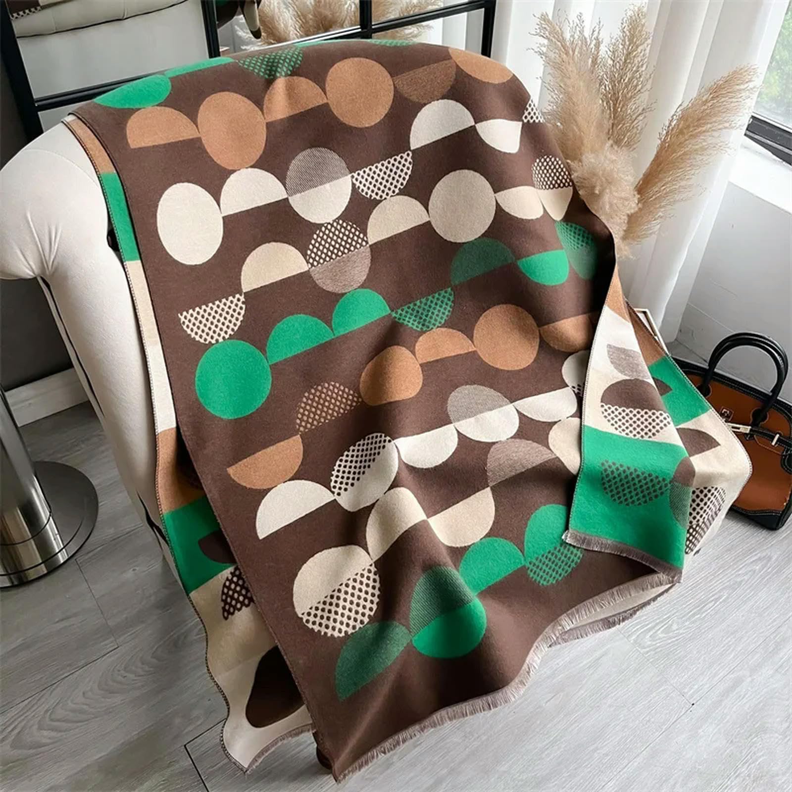 Bufanda de Mujer Estilos geométricos de Moda Bufanda de Invierno para Mujer Bufanda Gruesa de Cachemira Chal cálido para Mujer Pañuelo Hijab para el Cuello