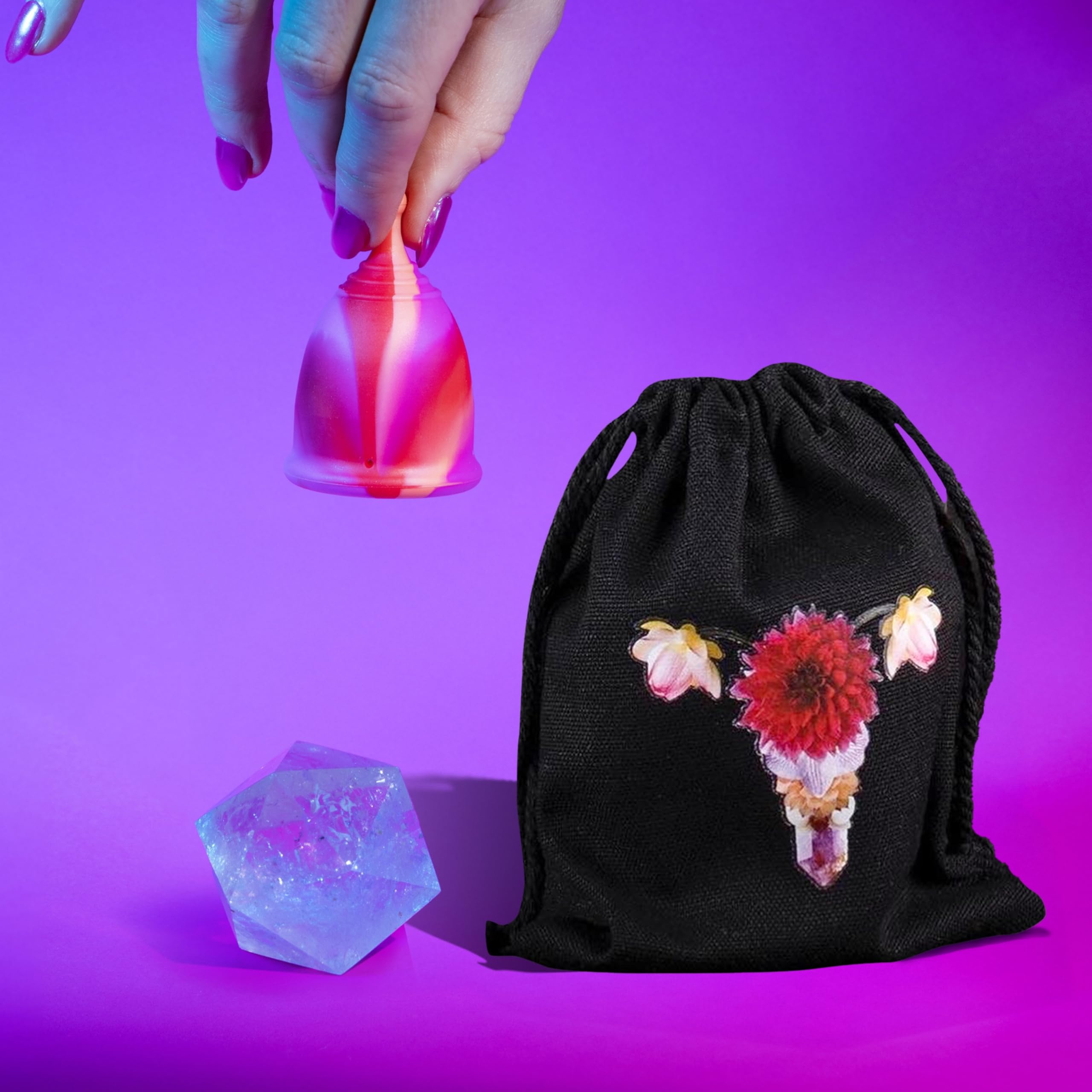 Reusable Menstrual Cup -100% Medical Grade Silicone - No Metals or Toxins - Soft & Comfortable Period Care - Leak Free - 10 Hours of Protection - Size AA-Rose Rage