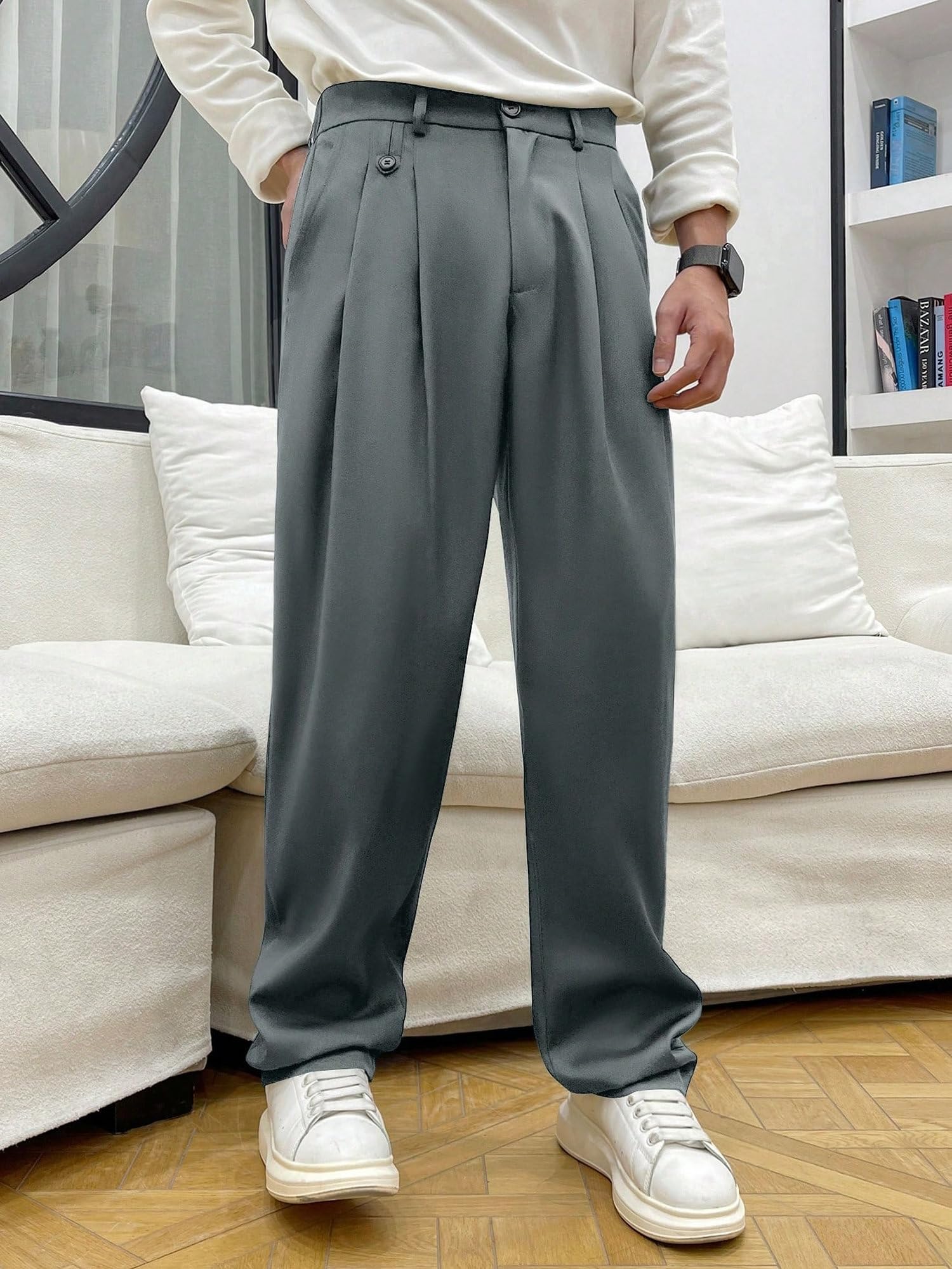 Lymio Pantaloni da uomo | Regular Fit Casual Pantaloni (T 35-37)