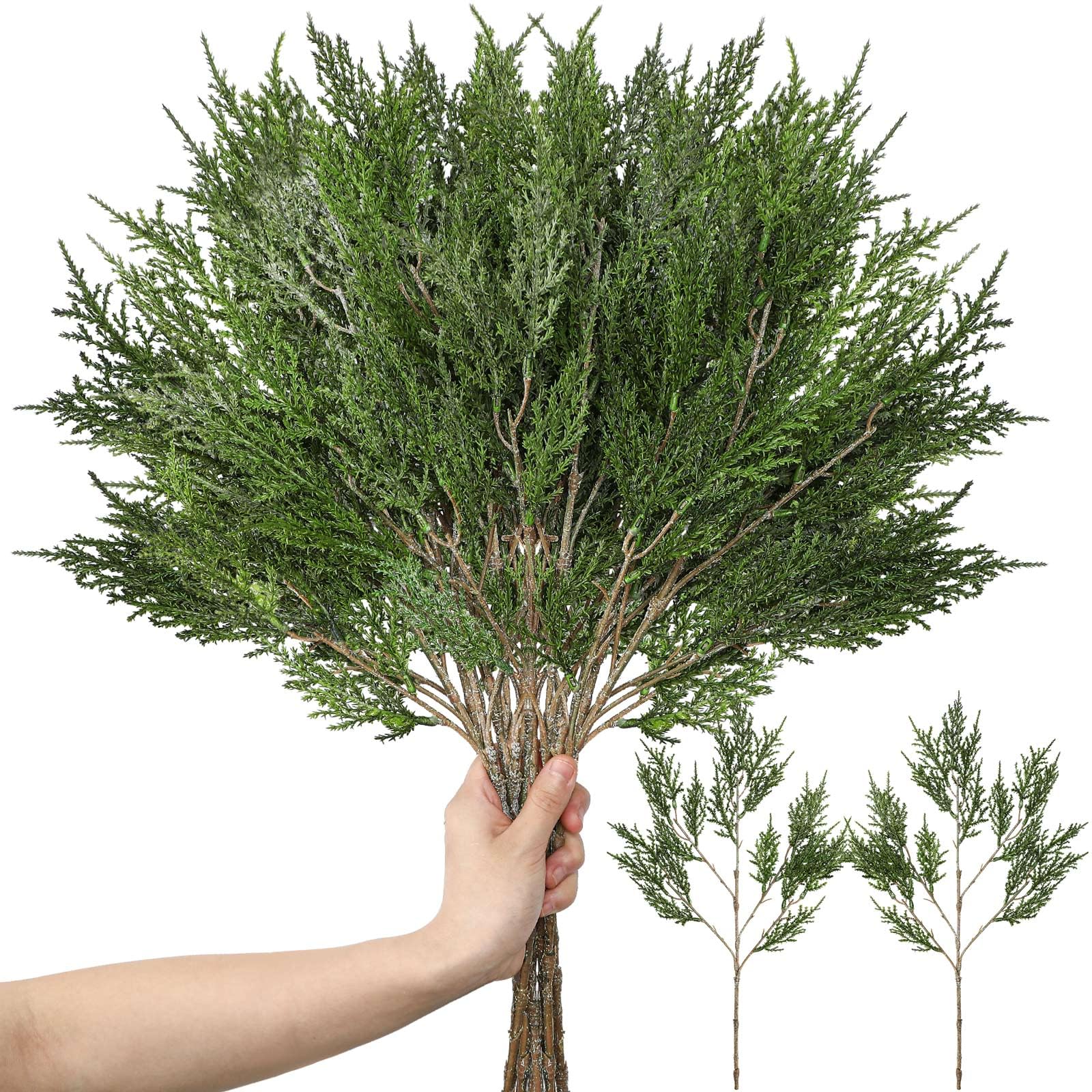 Giegxin Lot de 6 grandes branches de pin artificielles de Noël de 72 cm, tiges de pin artificielles pour sapin de Noël, guirlande, couronne, bricolage intérieur et extérieur