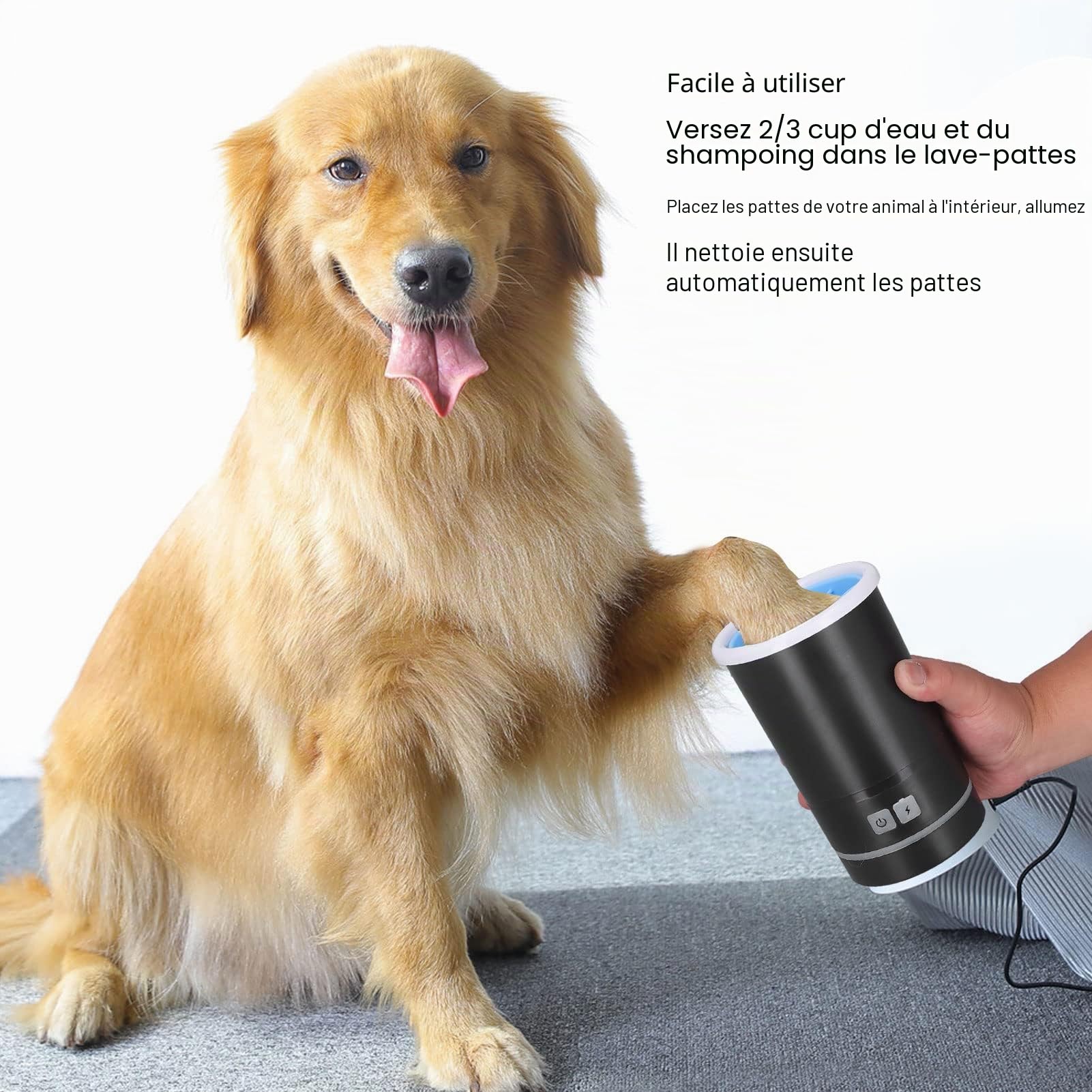 ciciglow Nettoyeur de pattes de chien portable - Nettoyeur de pattes de chien - Nettoyeur de pattes de chien portable - Rechargeable par USB - Avec poils en silicone doux - Pour chiens et chats