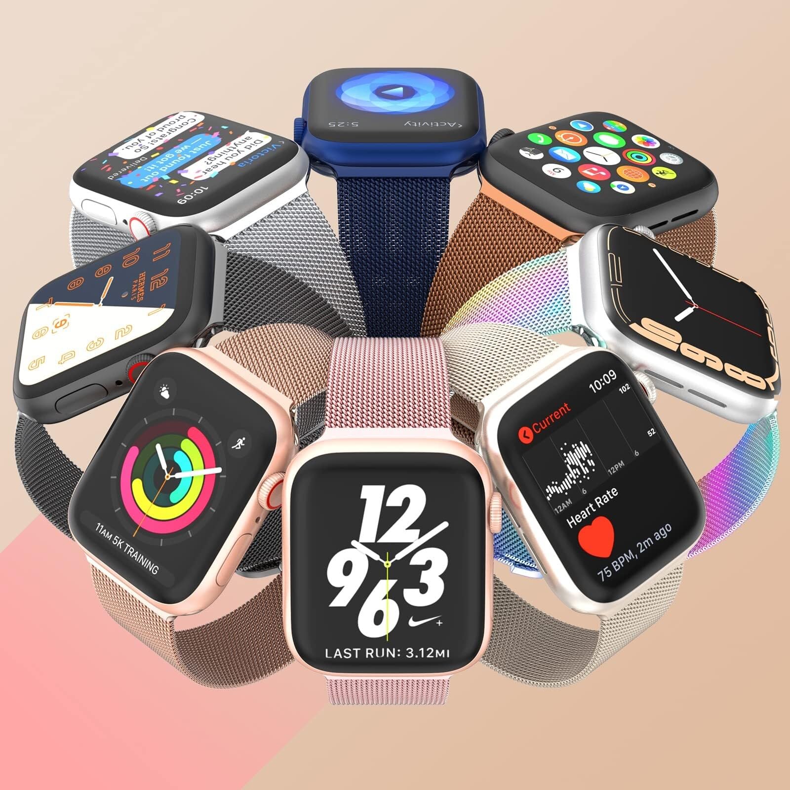 para Band Series 9, Ultra 2, SE, Ultra 8 7 6 5 4 3 2 1 38 mm 40 mm 41 mm 42 mm 44 mm 45 mm 49 mm Mujeres y Hombres, reemplazo de Cierre magnético con Bucle de Malla de Acero Inoxidable