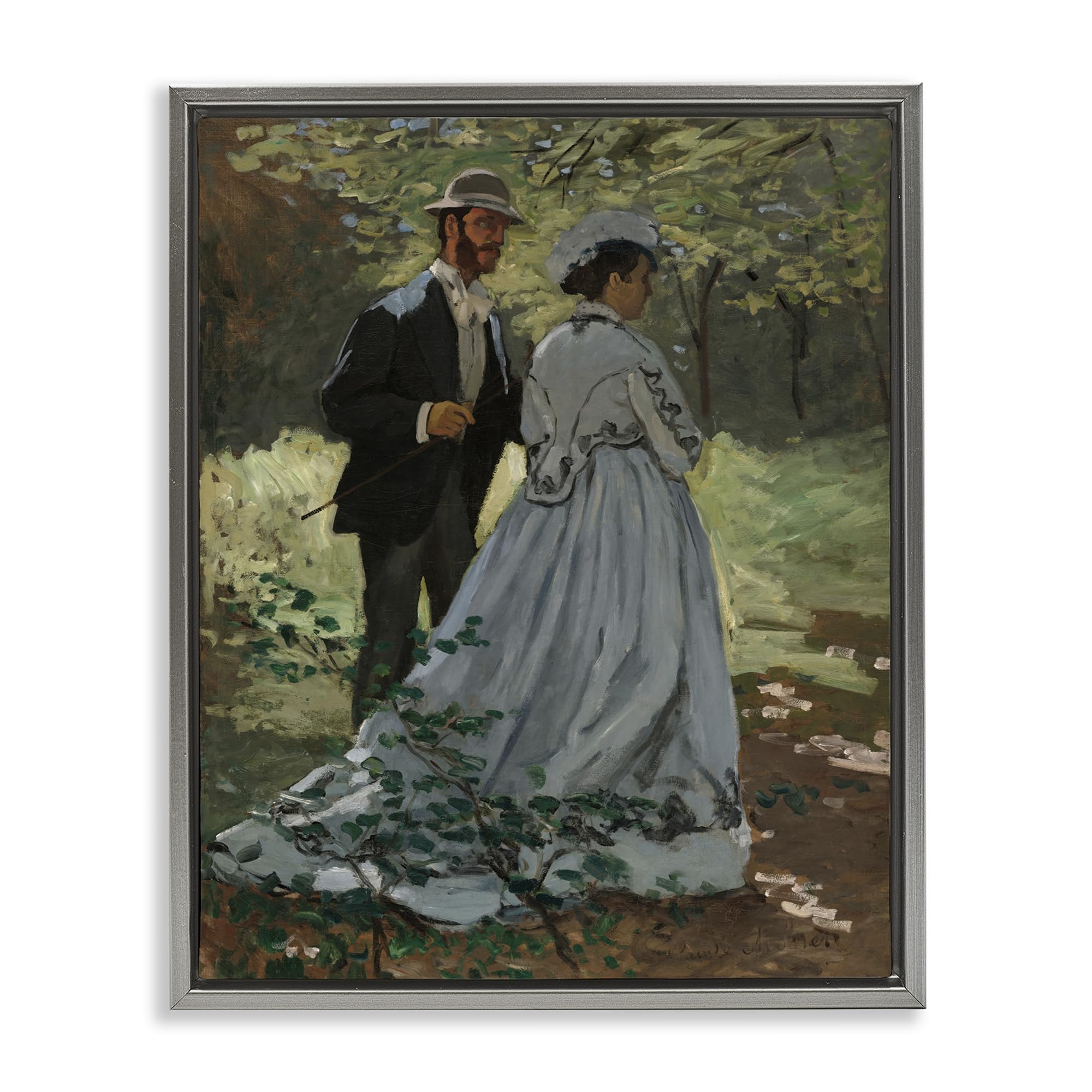 Stupell Industries Luster Gray (Matte) 'Bazille & Camille In Nature', Floating Frame Canvas Art, Gray, 25 X 31 Inches, Easy To Hang And Sturdy, Made In Usa, By Tina Lecour