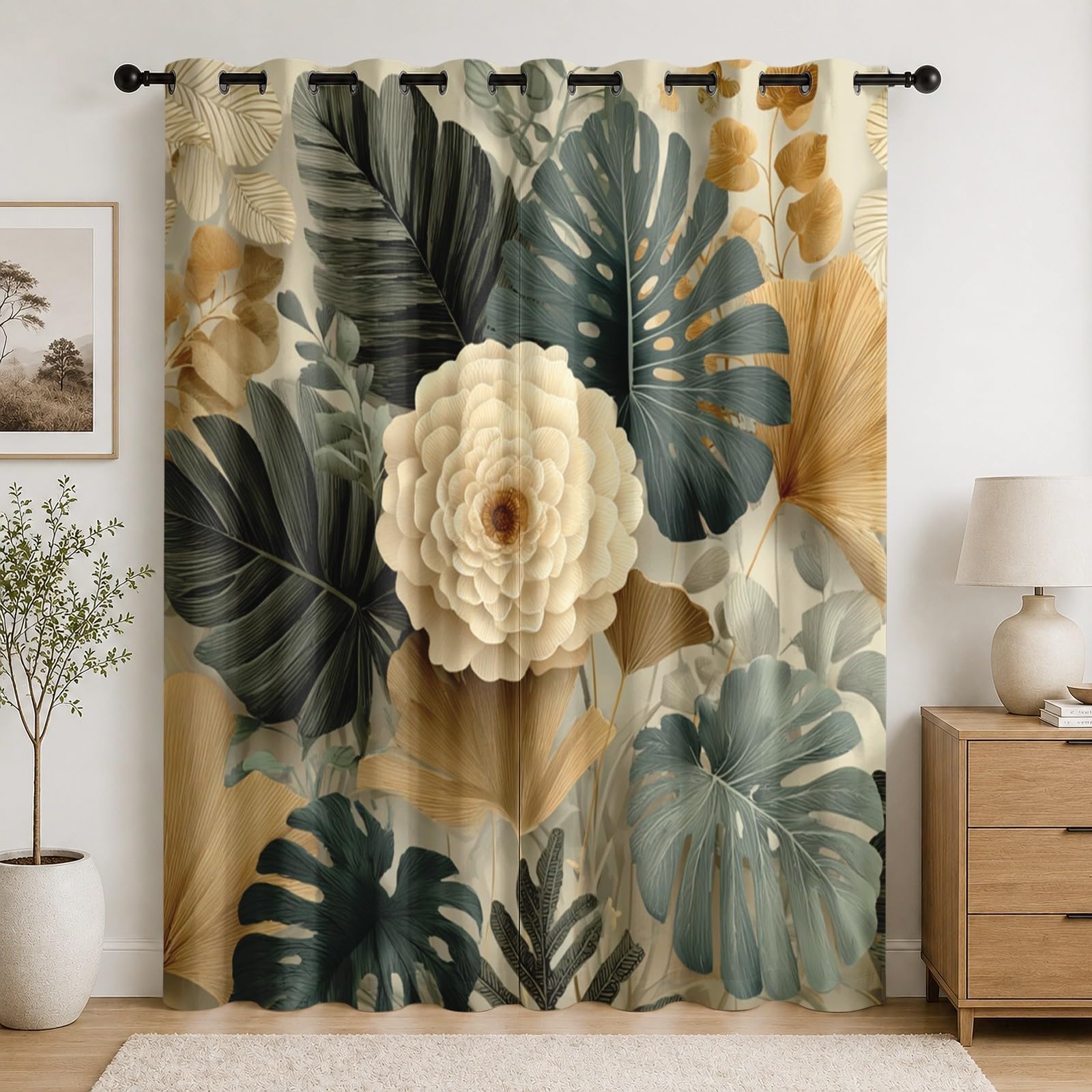 Rideau vert plantes et fleurs modernes pour tamiser la lumière du salon ou de la chambre