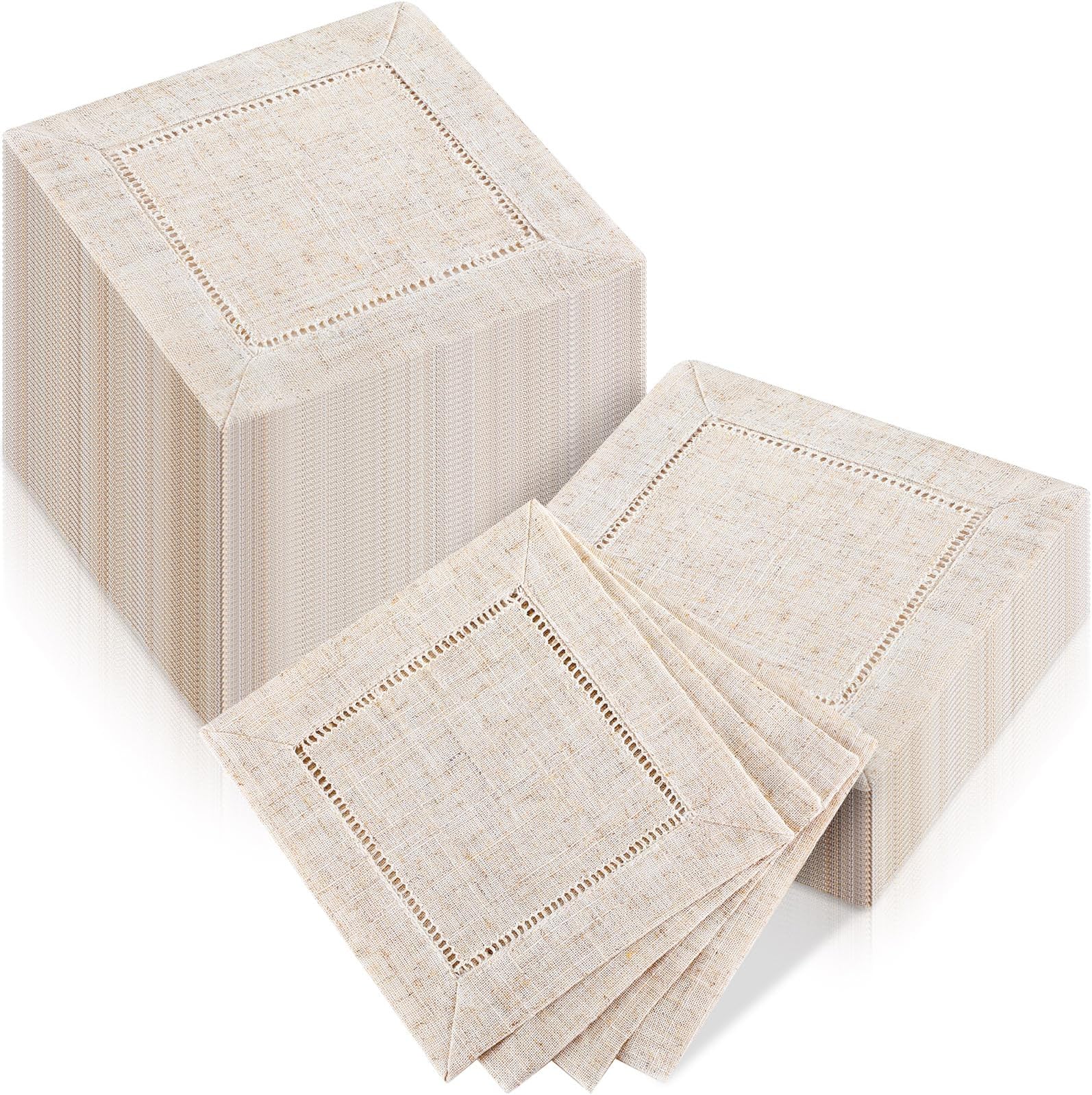80 Pieces Linen Cocktail Napkins Bulk 6 x 6 Inch Cloth