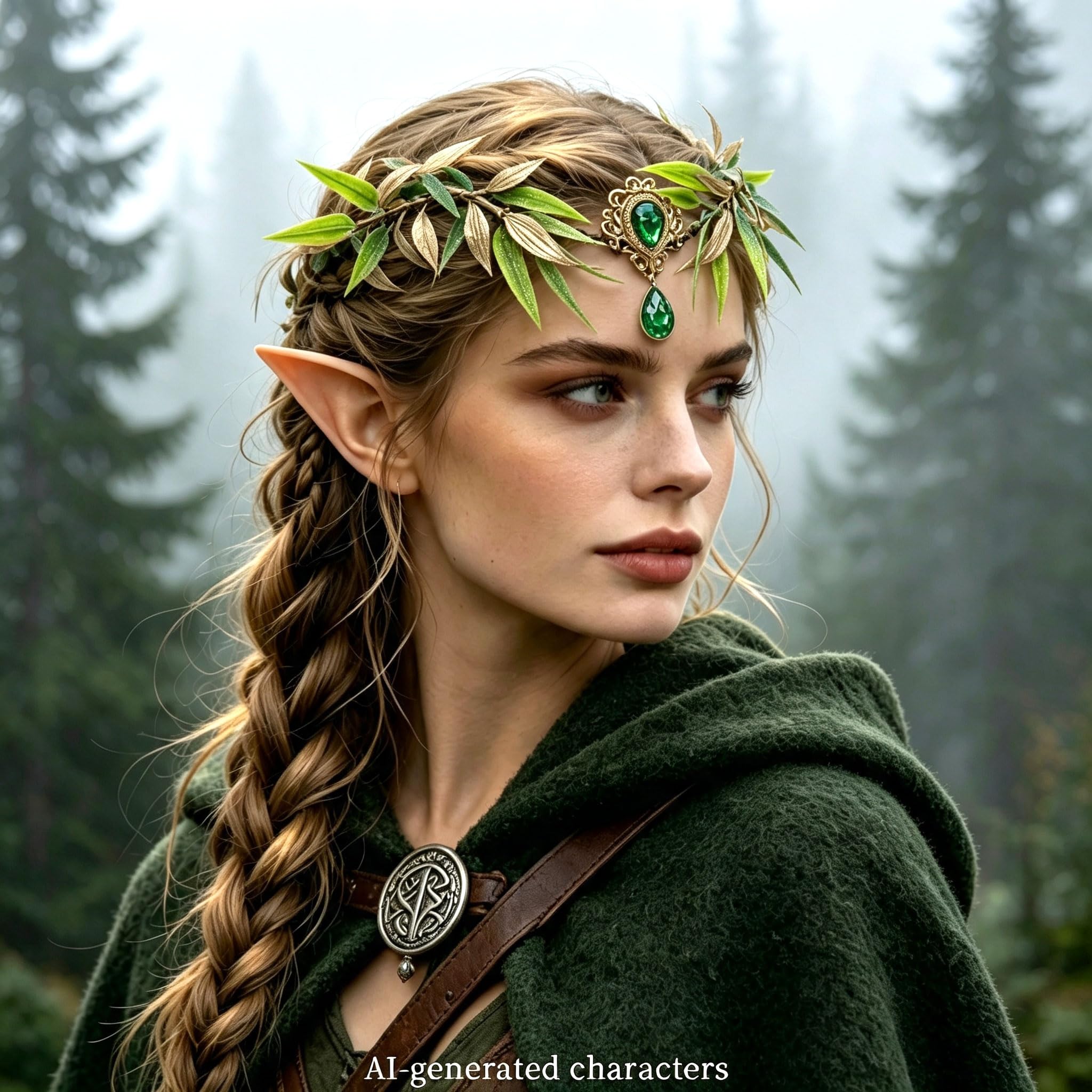 LaVenty Woodland Elf Crown Fairy Costume Medieval Viking Fairy Headpiece, Pink - Image 5