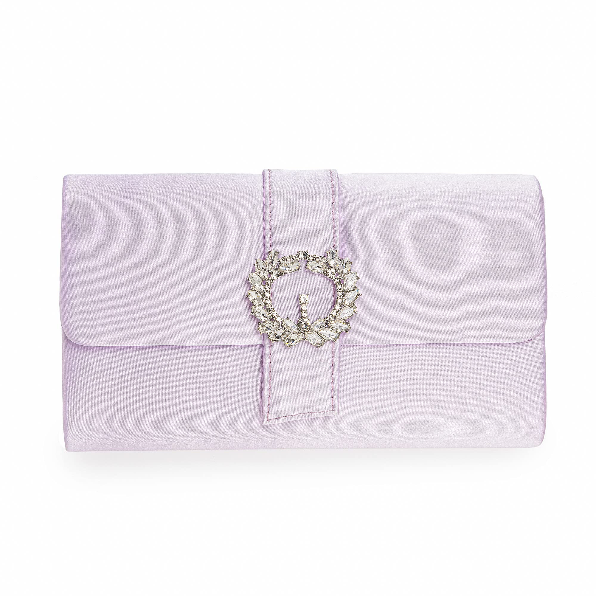 CHARMING TAILOR Evening Bag Diamantes Embellished Satin Clutch Purse for Woman Classy Party Handbag with Beaded Brooch