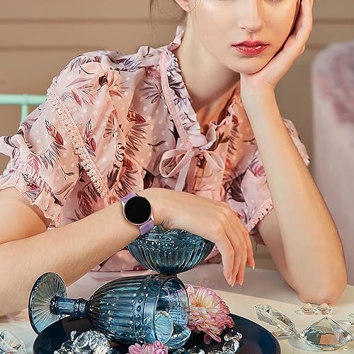 Miniatura 6 de GEAK Compatible con Samsung Galaxy Watch 7 Band/Galaxy Watch 6 Band/Galaxy Watch 5 Band, 20mm Bandas de Silicona Brillantes Relucientes con Púrpura