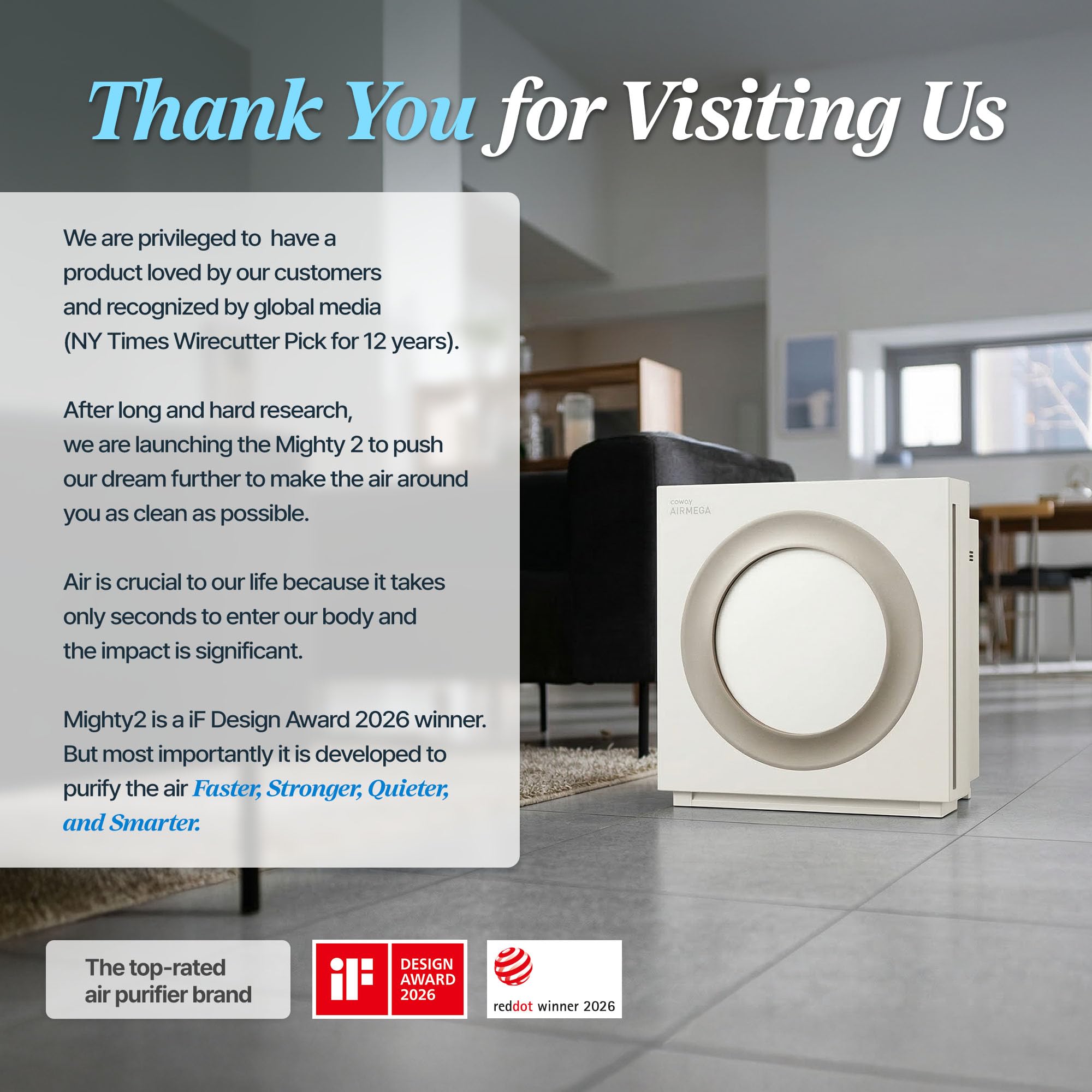 COWAY Airmega Mighty2 Air Purifier, Next Gen of AP-1512HH, for Large Room & Home Cleans up to 1,800 ft², IEST certified HEPA and Active Carbon for Allergies, Smoke, Dust, Pets & Mold, AP-1512N(W) — Amazon image 12
