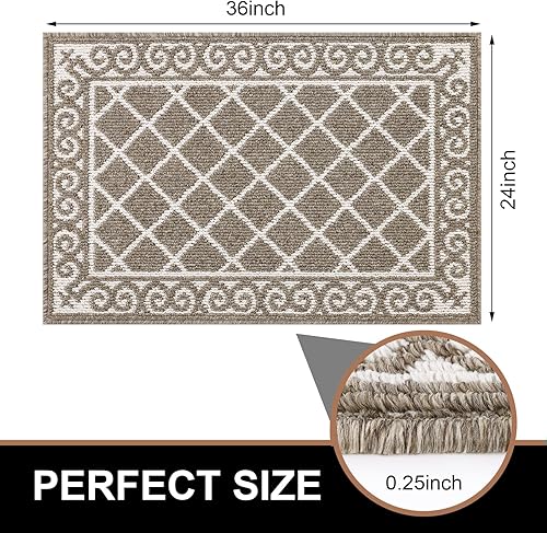 Miniatura 109 de HEBE Tapete para puerta interior, 20 x 32 pulgadas, antideslizante, para puerta delantera, lavable, atrapador de suciedad para entrada, tapete