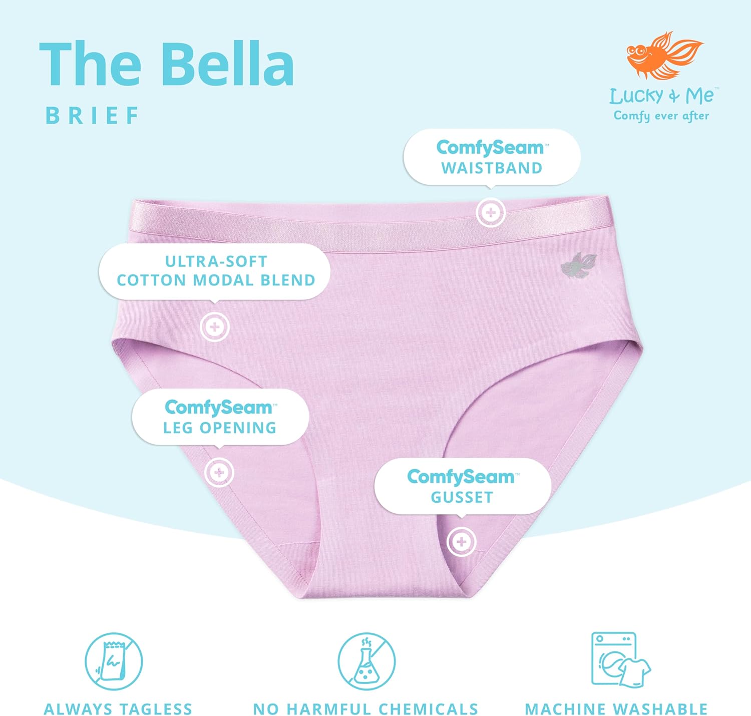 Lucky & Me | Bella Briefs | Girls Soft Cotton Tagless Underwear