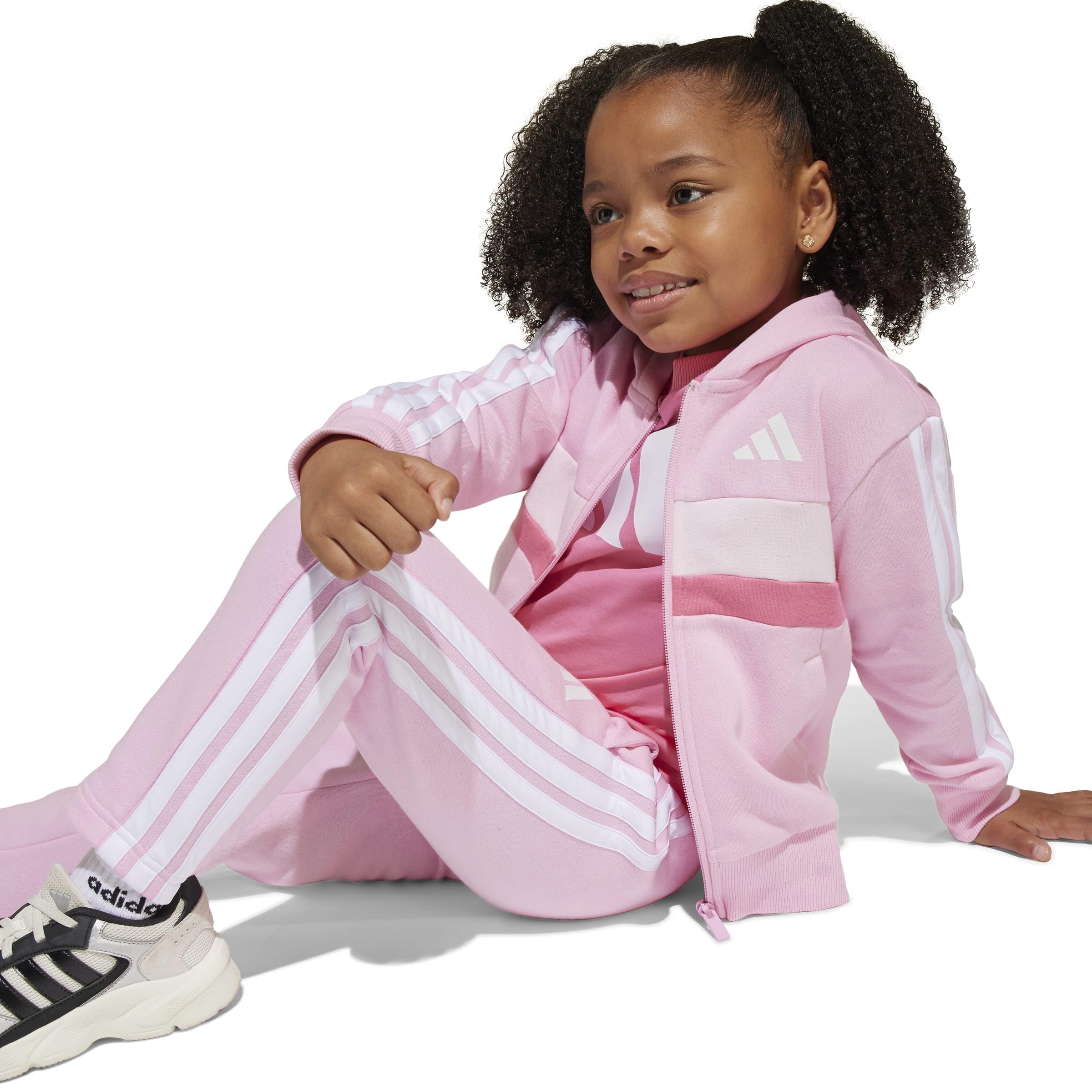 adidas Unisex Kinder SEASONAL ESSENTIALS TIBERIO 3 STRIPES FLEECE TRACKSUIT