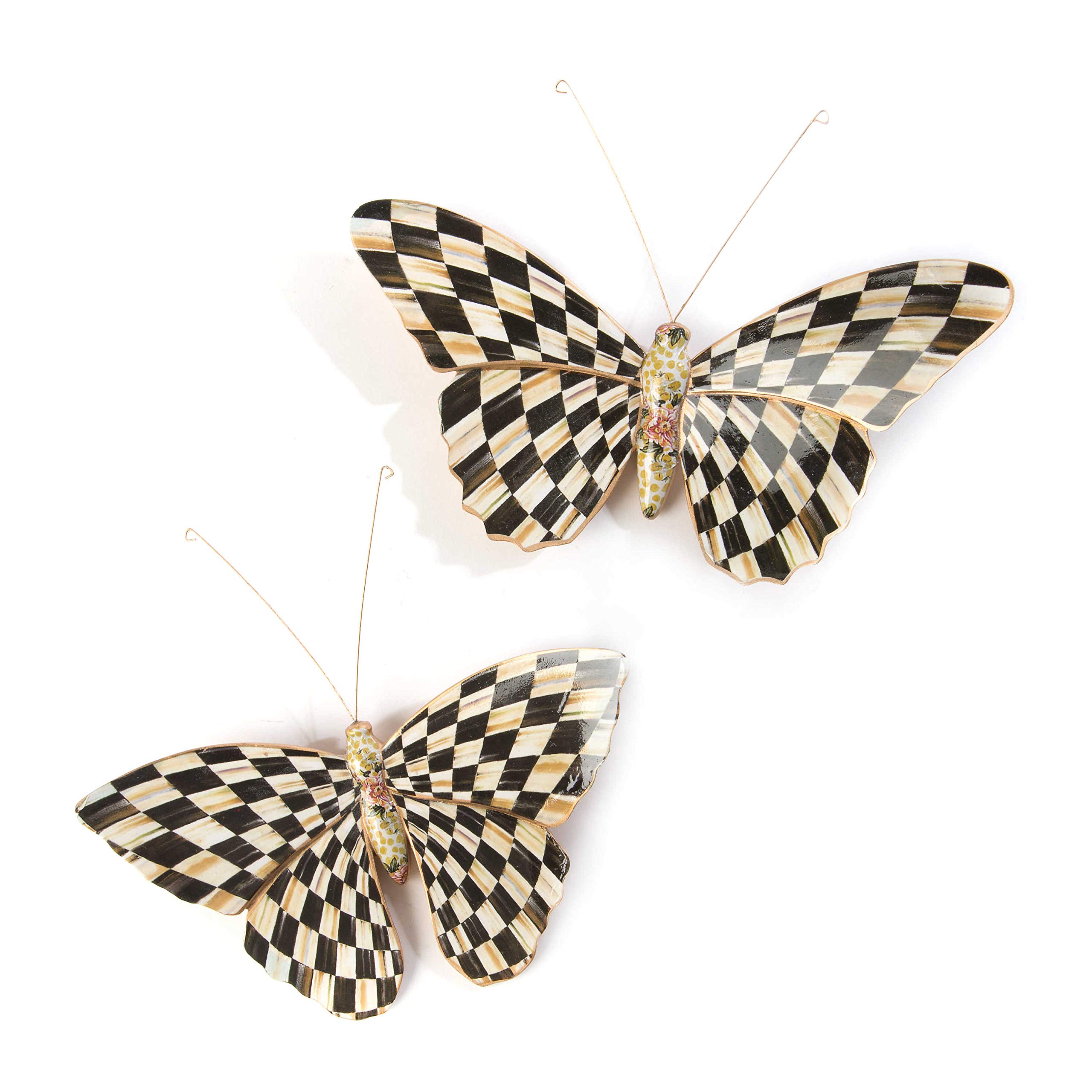 Courtly Check Butterfly Duo, Hanging Butterfly Wall Decor, Set of 2, Ready to Hang