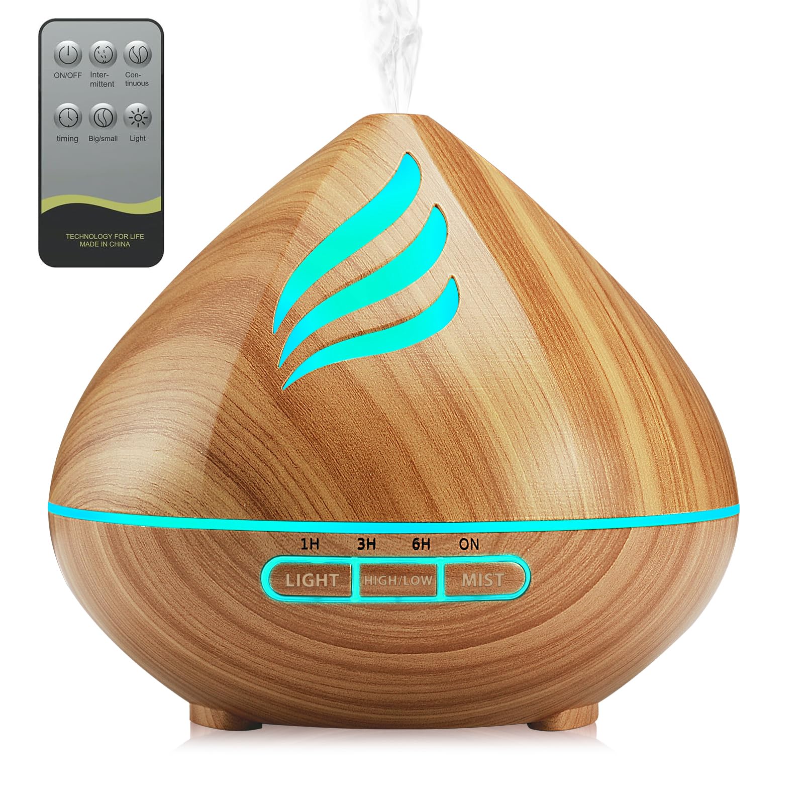rategist Aroma Diffuser 500ml mit Fernbedienung: 8-11 Stunden Laufzeit | Duft Diffuser mit 7 Farben LED - Leise Nachtruhe ohne Störung für Schlafzimmer & Yoga