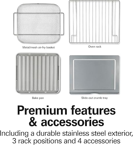 Miniatura 6 de Hamilton Beach Sure Crisp 31191 - Combo de horno tostador digital 6 en 1 XL, con puertas francesas de fácil acceso, funciones para hornear, asar,