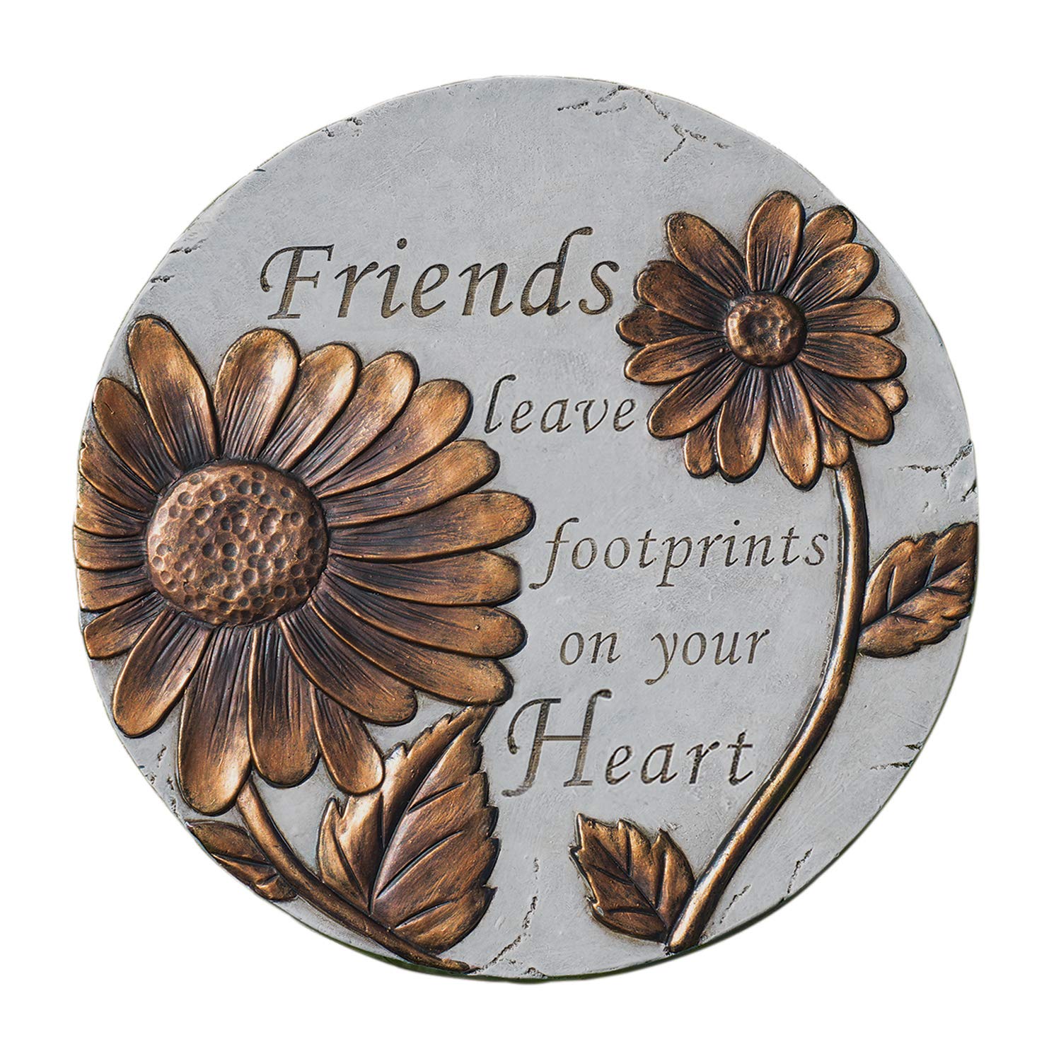 Friends Leave Footprints Bronze Tone 9 x 9 Resin Stone Outdoor Decorative Stone