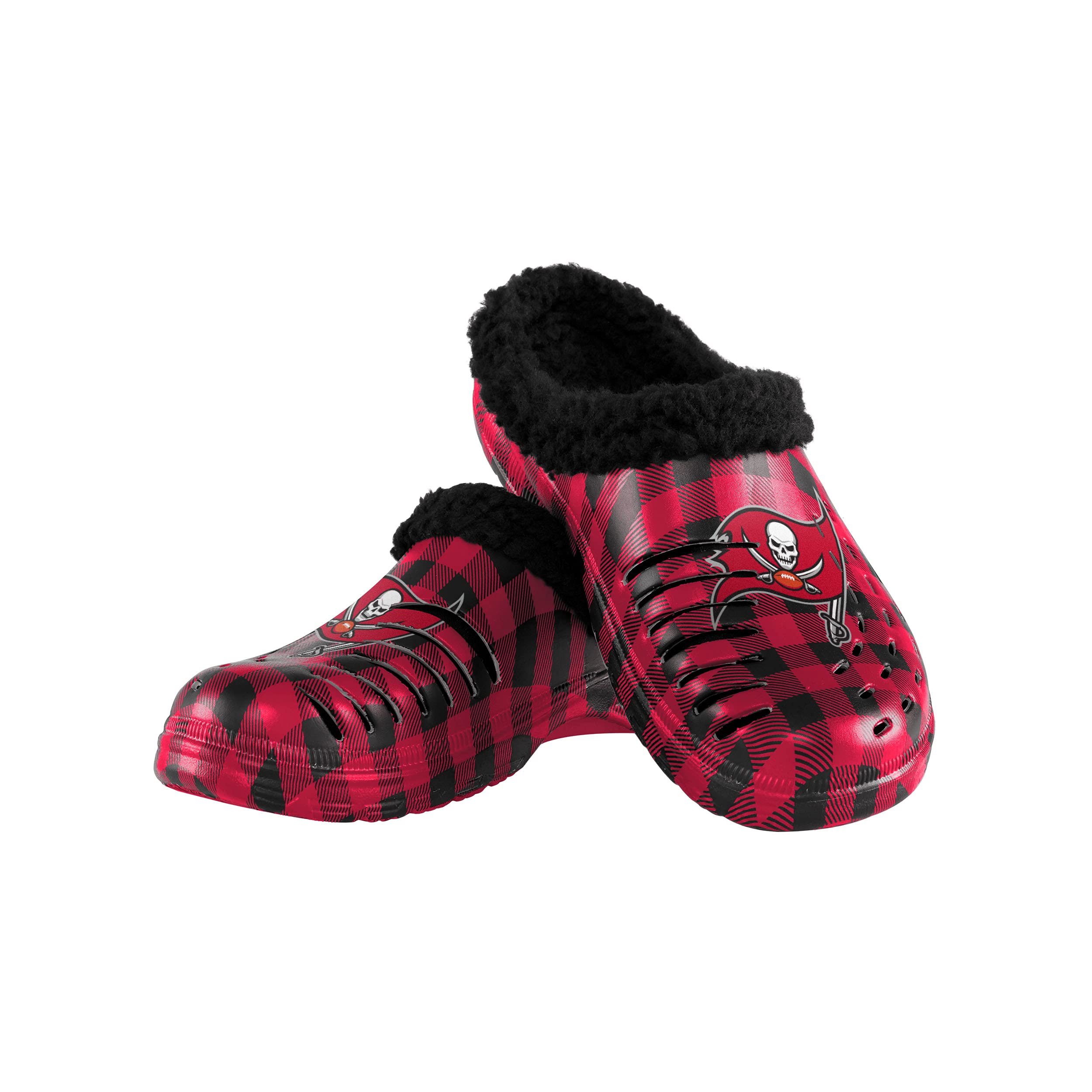 FOCO Tampa Bay Buccaneers NFL Mens Sherpa Lined Buffalo Check Clog - S