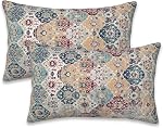 Housses de Coussin Ethniques Boho 20x12 Pouces Ensemble de 2 Housses de Coussin Style Boho Design Ethnique Décoratives pour Chambre Salon Canapé Ferme