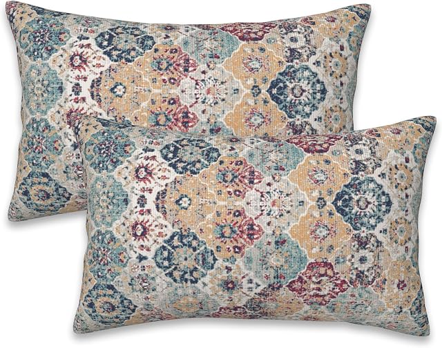 Housses de Coussin Ethniques Boho 20x12 Pouces Ensemble de 2 Housses de Coussin Style Boho Design Ethnique Décoratives pour Chambre Salon Canapé Ferme