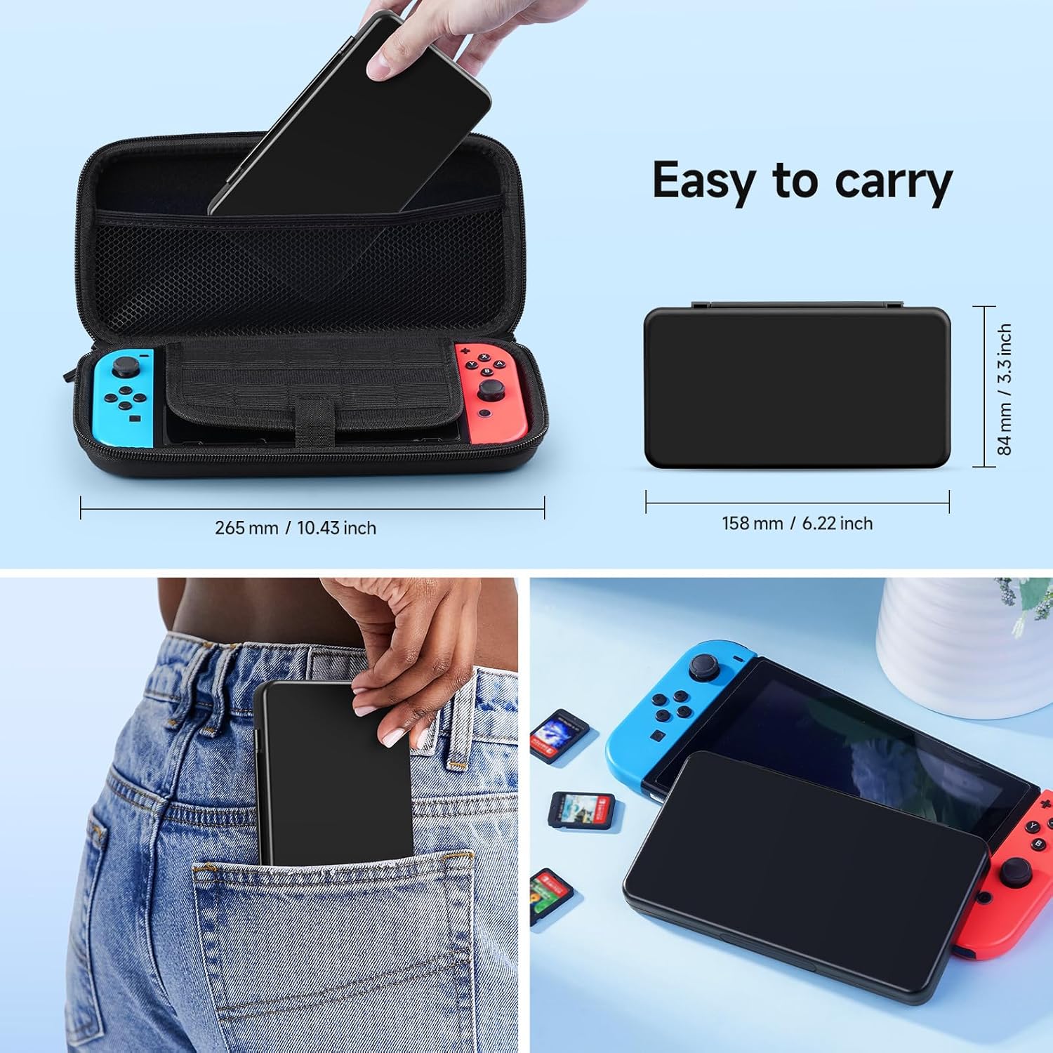JINGDU 24-Slot Switch Game Card Case Compatible with Nintendo Switch Games & micro SD Cards, Portable Games Holder Organizer Suitable for Switch, NS2/NS/Lite/OLED Game Cards, Black - Image 6