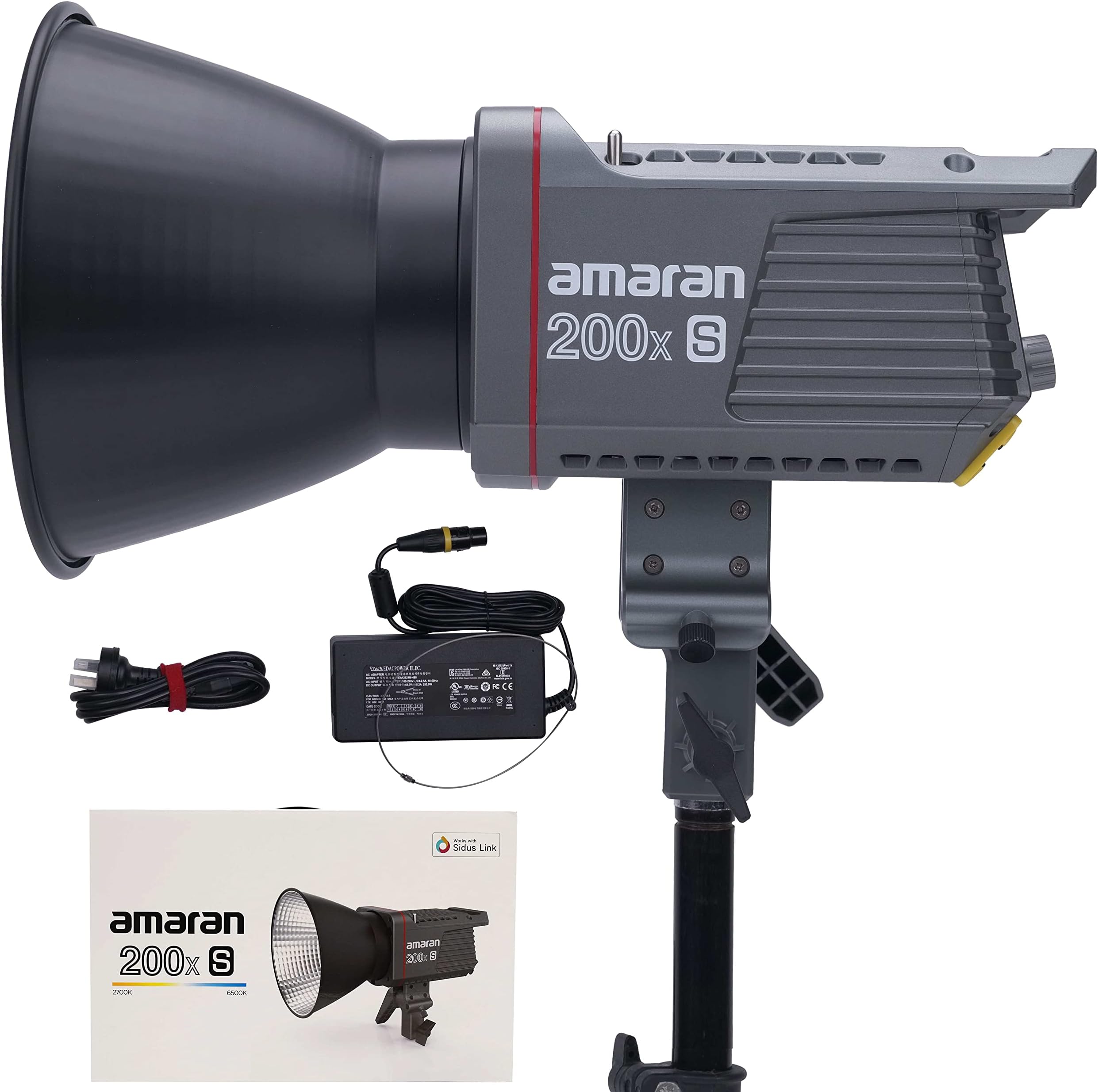 Aputure amaran 200x S 200W Bi-Color LED Video Light, 2700-6500k CRI95+, TLCI98+ Bluetooth App Control 9 Built-in Lighting Effects DC/AC Power Supply Bowens Mount Silent Fan (amaran 200xS)