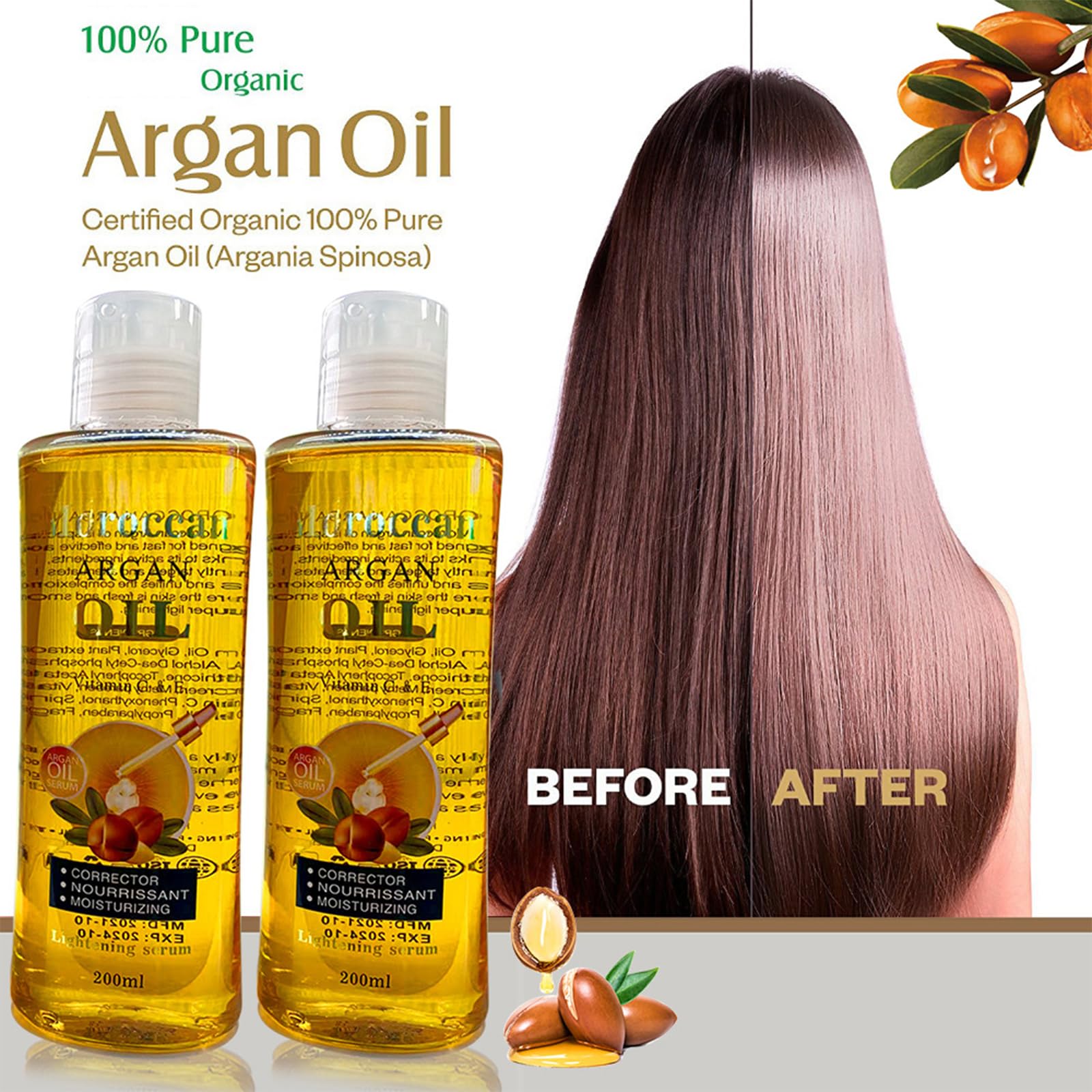 Moroccan argan oil for hair and skin, lightweight body oil for daily hydration - Image 3