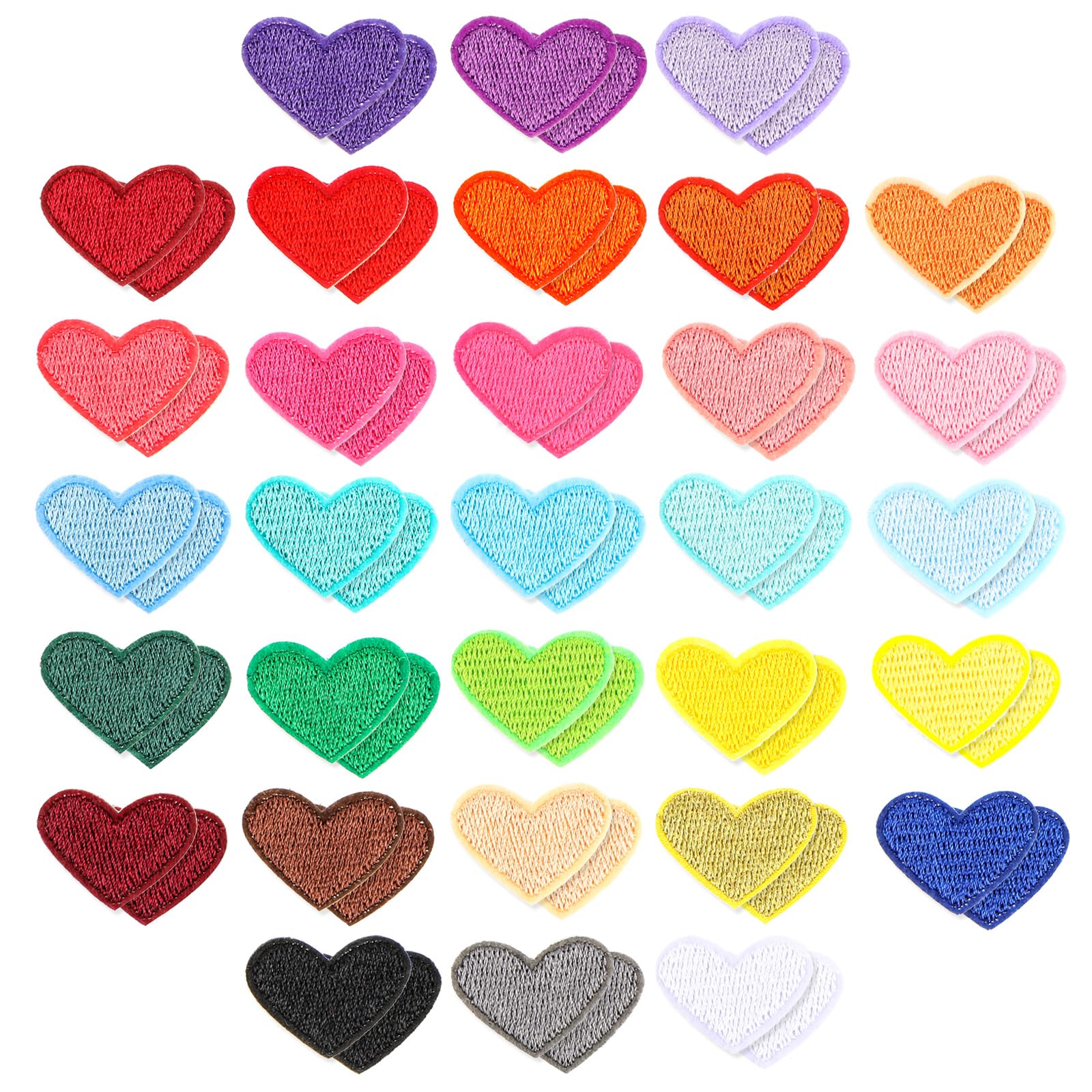62pcs Heart Iron on Patches for Clothing,Queen of Hearts Applique Patch,Embroidered Iron-on Patch for Jackets Hats Backpacks Jeans DIY Craft