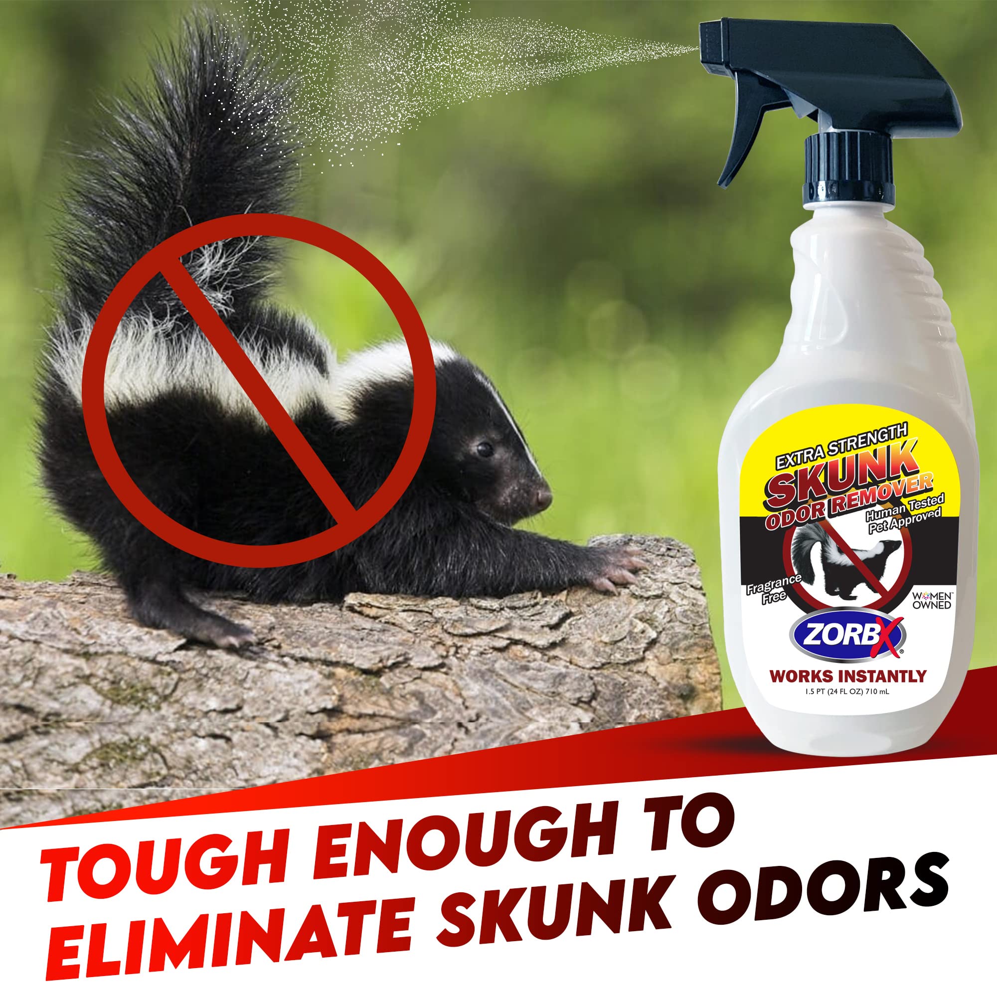 ZORBX Unscented Skunk Odor Remover Spray Fast Acting Skunk Smell