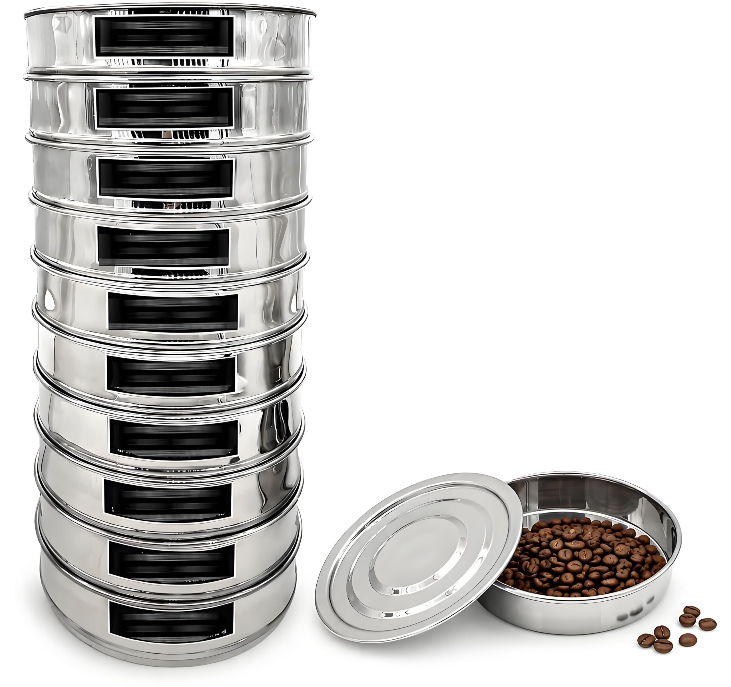 Juego Calibre café, 10 Capas INOX 8" Mallas Finas 30cm-403