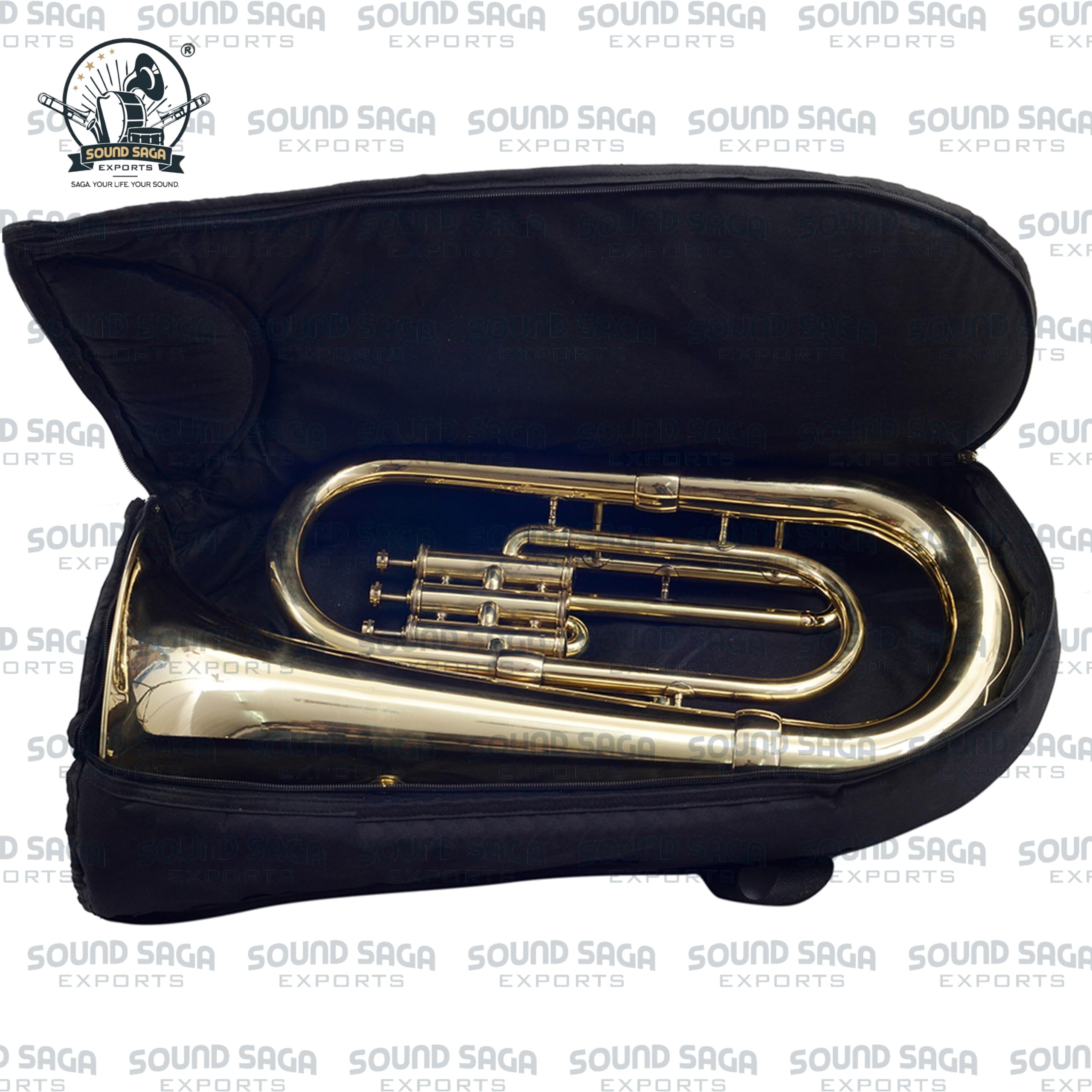 SOUND SAGA(r) Euphonium 3 Valve Bb Pitch Including Mouthpiece and Carry Case. (GOLD) - Image 5