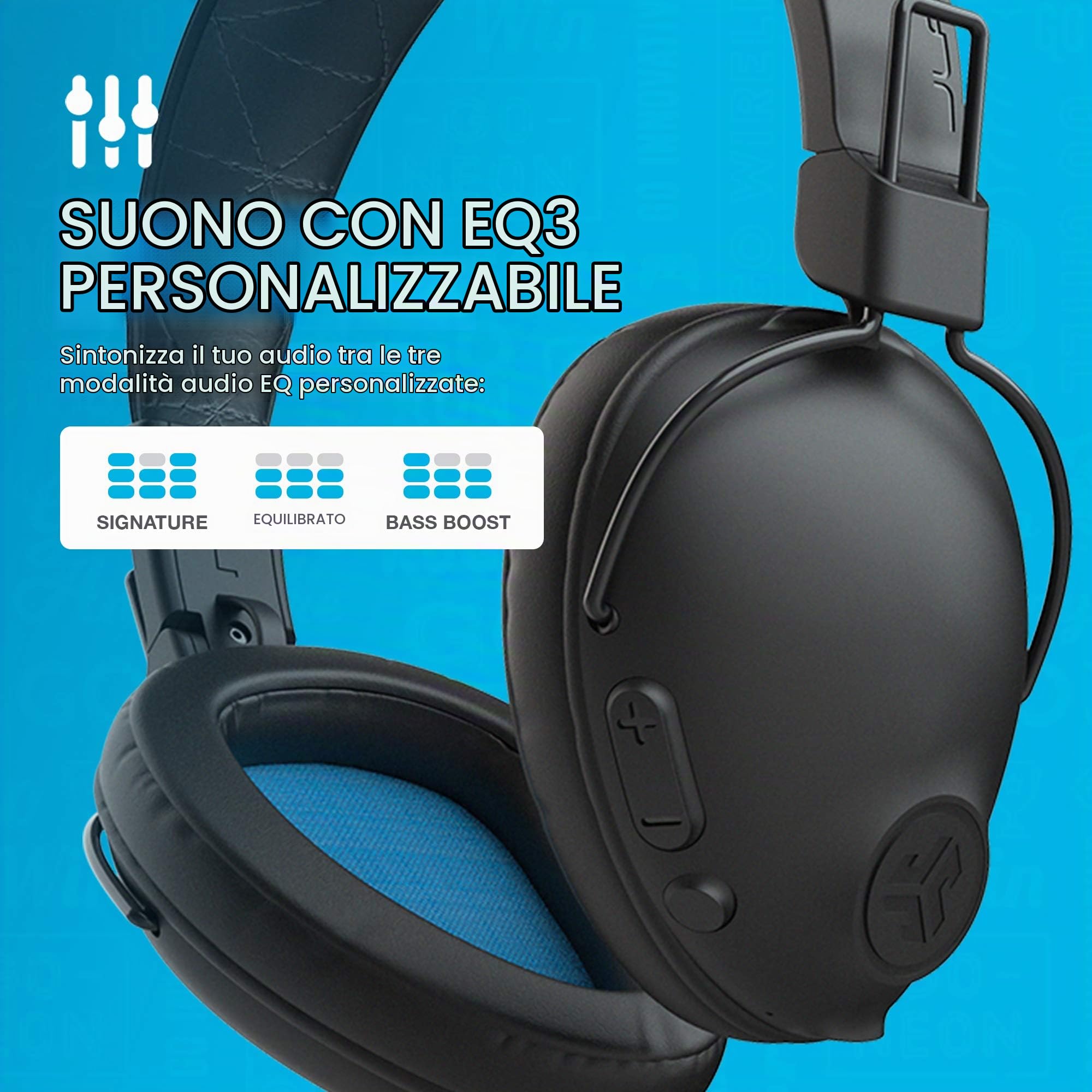 JLab Studio Pro Cuffie Bluetooth Wireless - Over-Ear 50 Ore, Nero | Oltre 50 Ore di Riproduzione Bluetooth 5, Suono EQ3, Ecopelle Ultra Morbida, Padiglioni Cloud Foam, Controlli