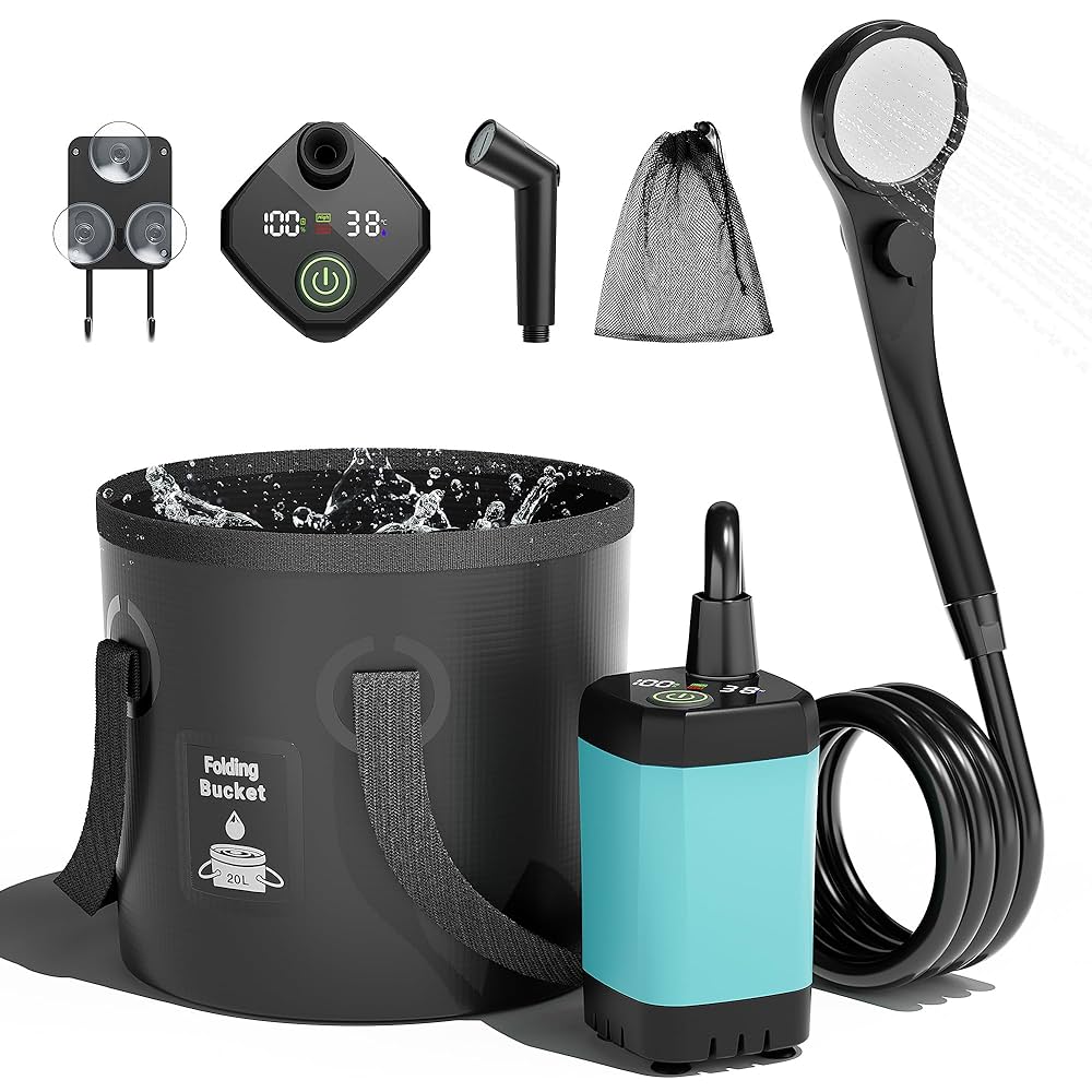 ポータブルシャワー　便利　キャンプ　電池　ポンプ Amazon | Mytrix ポータブルシャワー キャンプ 6000mAh充電式