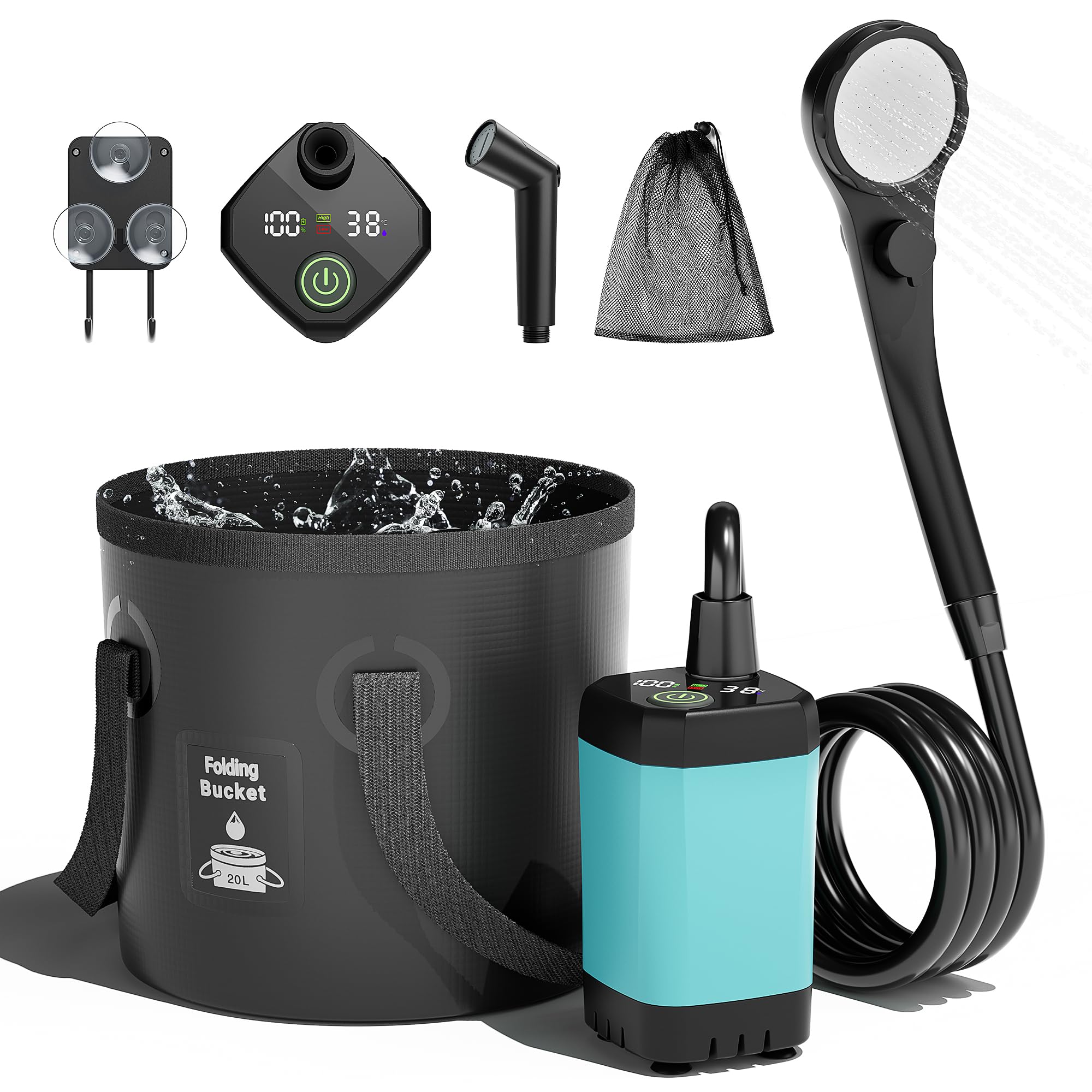 Amazon | Mytrix ポータブルシャワー キャンプ 6000mAh充電式