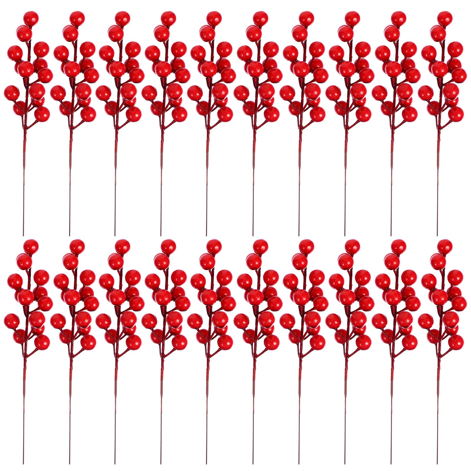 20pcs Red Berries Vivid Stylish Fake Berry Flower Artificial Red Berry Xmas Berry Decor for Home Shop