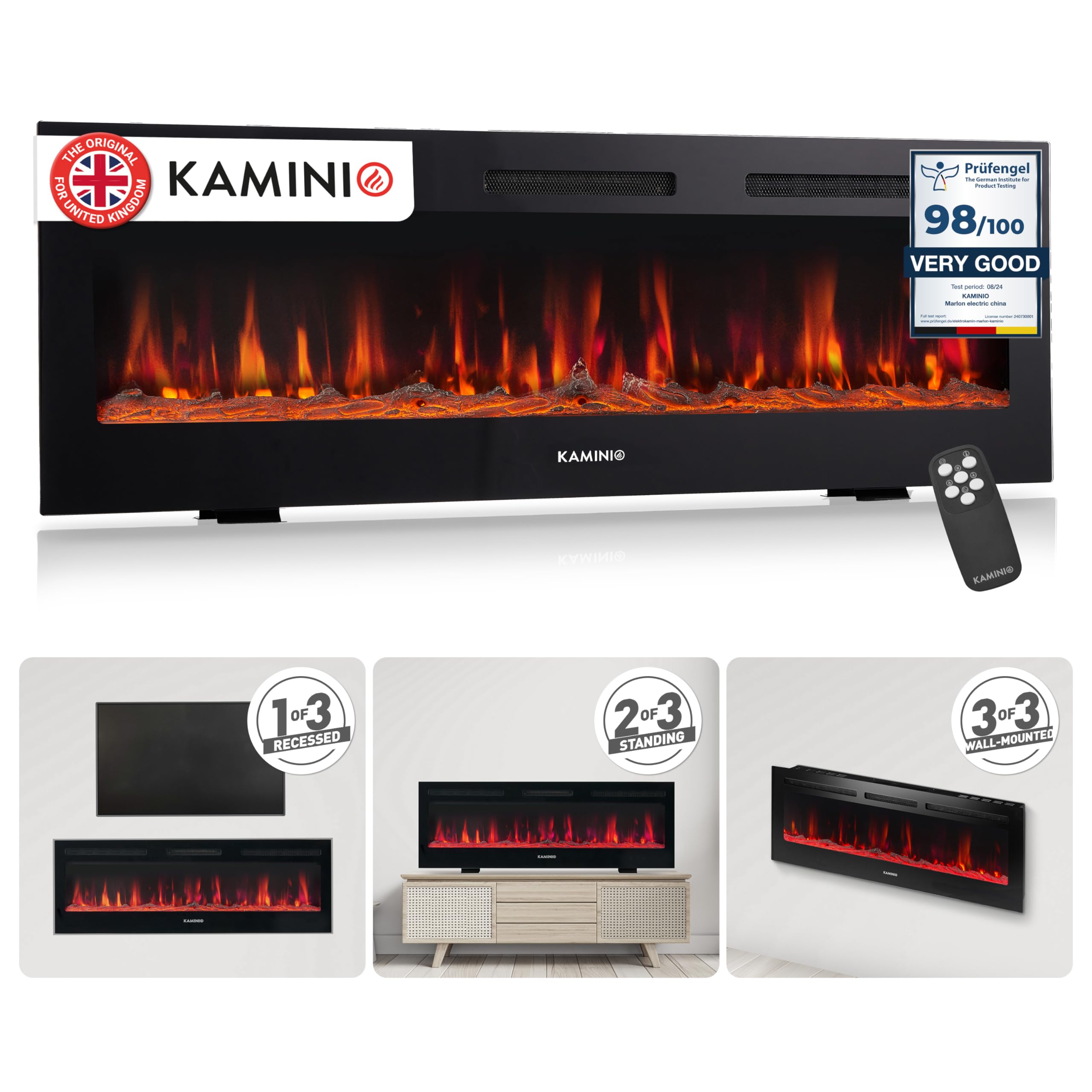 KAMINIO® MARLON PRO Electric fire with heater and flame effect