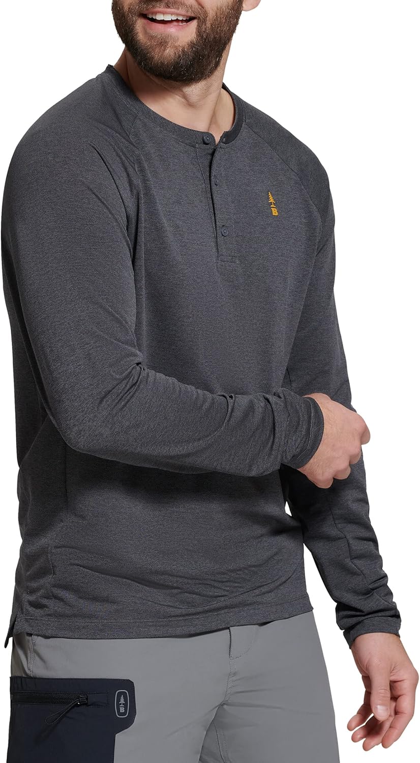 BASS OUTDOOR Men's Standard Henley Long Sleeve Shirt