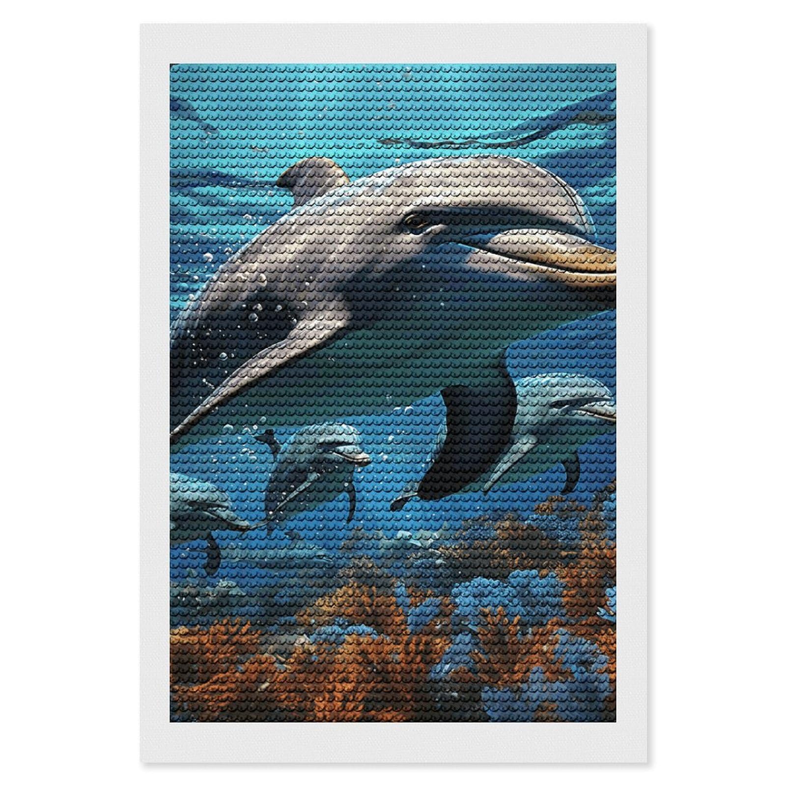 Dolphins Diamond Painting Kits for Adults, DIY 5D Diamond Painting Kits for Beginners, Round Full Drill Diamond Dots Paintings, Diamonds Pictures Gem Art for Crafts Home Decor 8"x12"