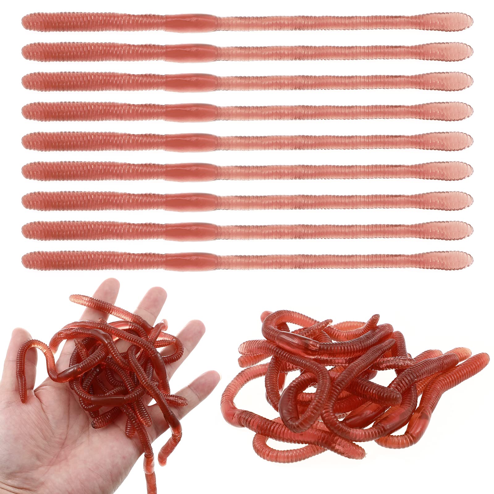 Toddmomy10Pcs Fake Earthworm Plastic Lifelike Worm Soft Stretchy Earthworms Prank Trick Toy for April Fools Day Party Favor Gift