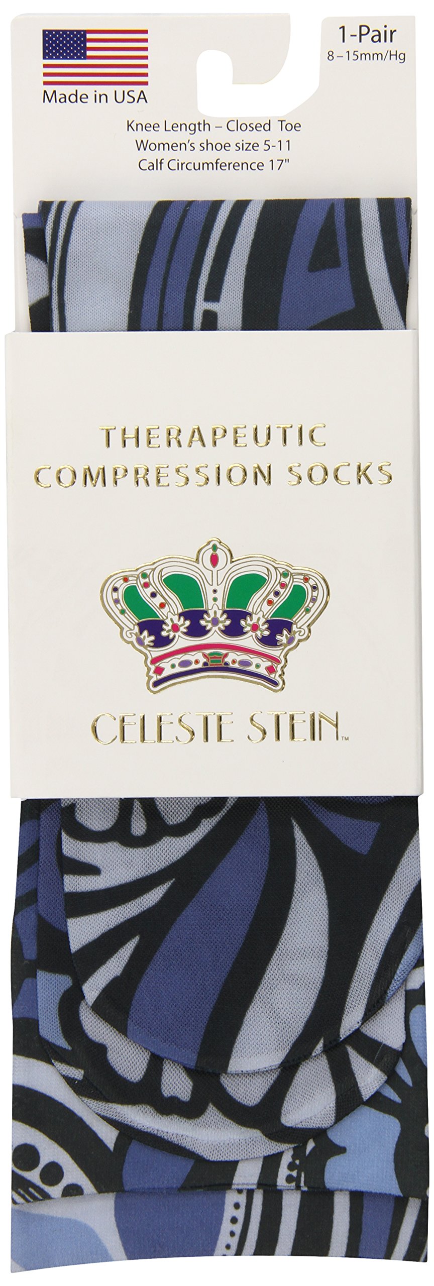 Celeste SteinTherapeutic Compression Socks, Blue Megan, 8-15 mmHg, Mild, CMPS-1760