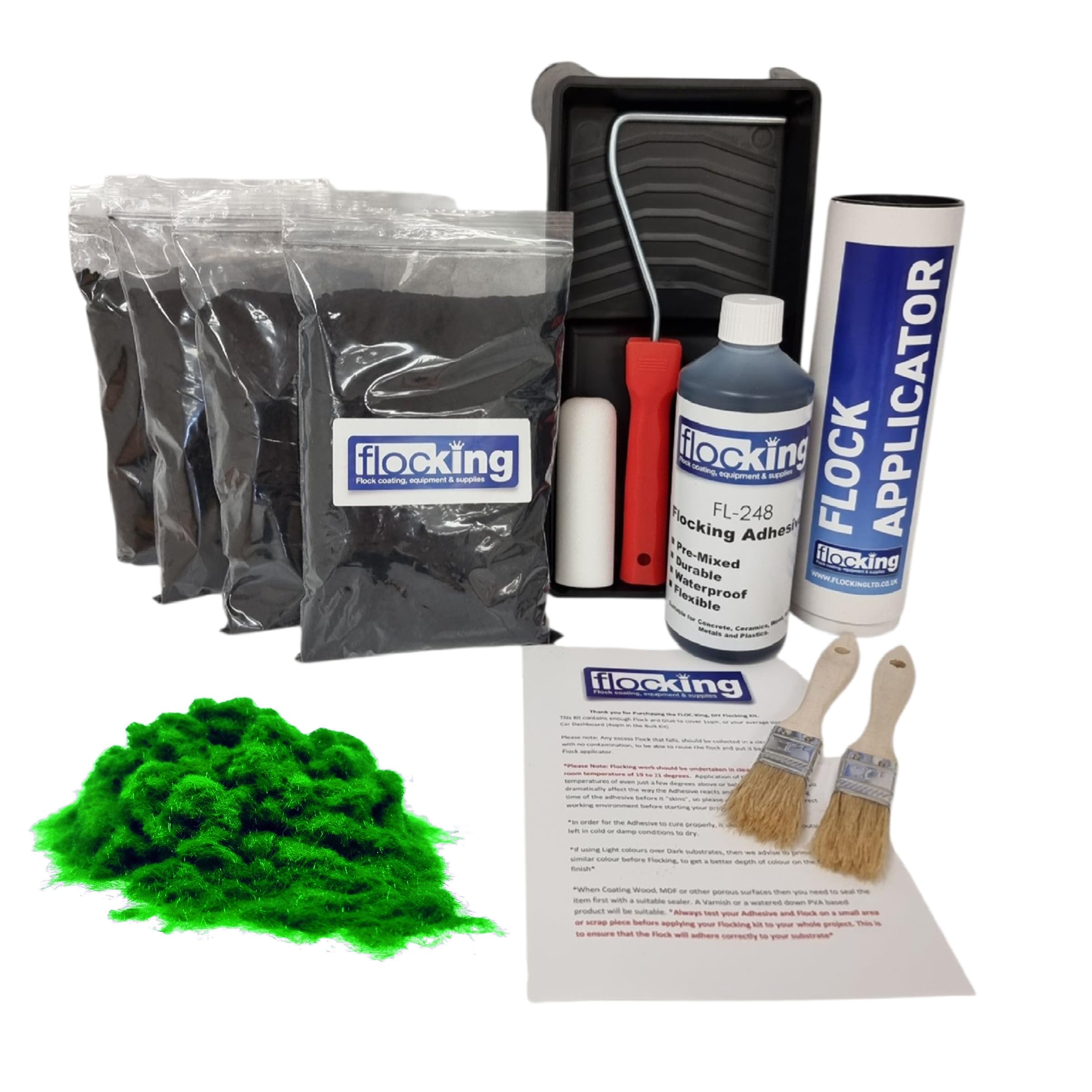 Kit de flocado de bricolaje FLOC-KING de más de 4 m² en color verde snoo para manualidades