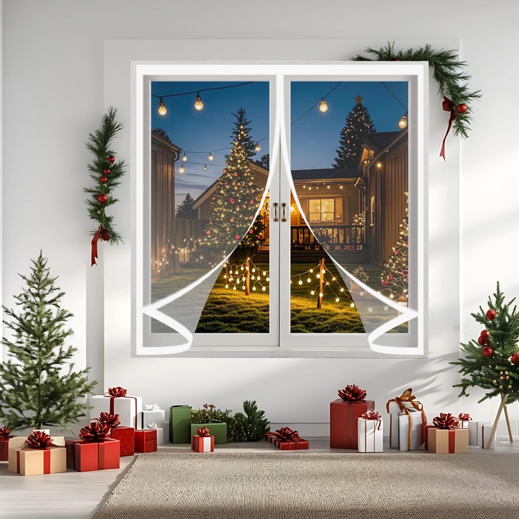 Rideau thermique pour fenetre 144x146 cm transparent isolant anti froid et chaleur rideau de porte