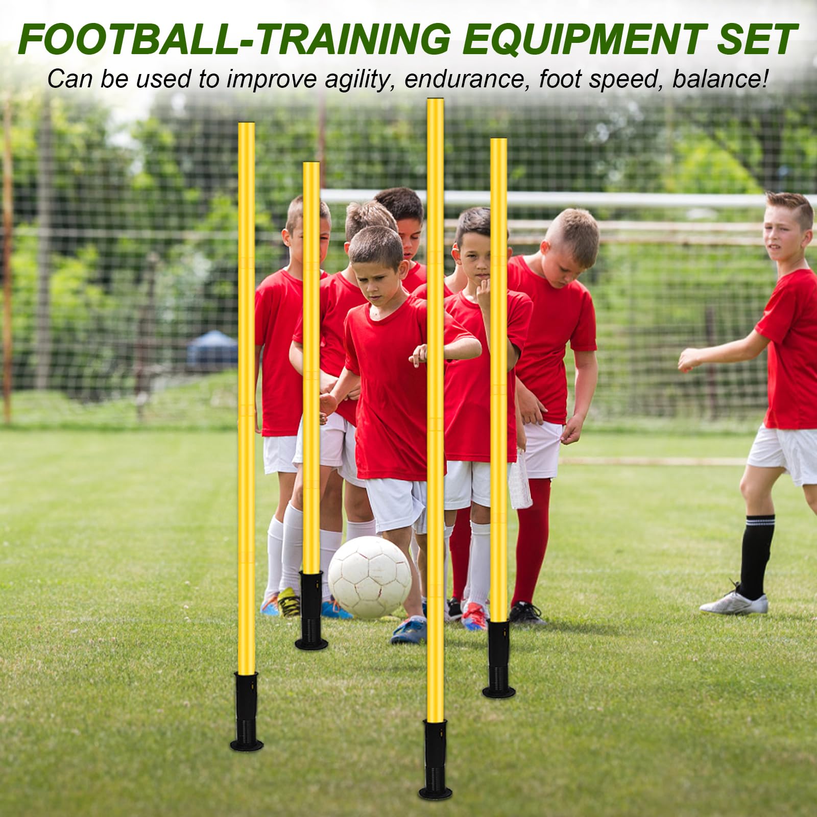 Paquete de 4 bastones de agilidad al aire libre, 150 cm, velocidad fija o ajustable, accesorio de equipo de entrenamiento de agilidad para perros de fútbol, deportes al aire libre y fitness, color