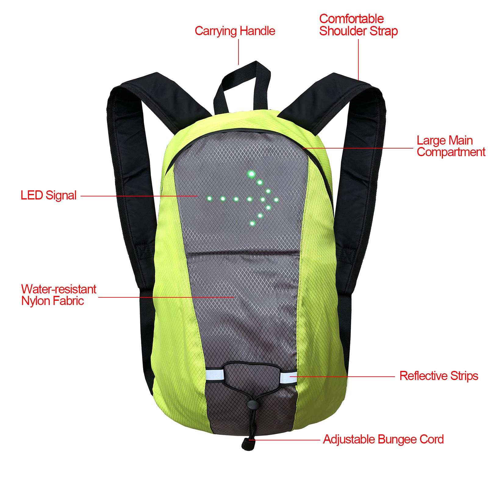 LIXADA Sac À Dos Réfléchissant Léger USB Rechargeable Indicateur de Direction du Signal Lumineux sans Fil à Del pour Cyclisme Courir Marche Jogging (Gris)