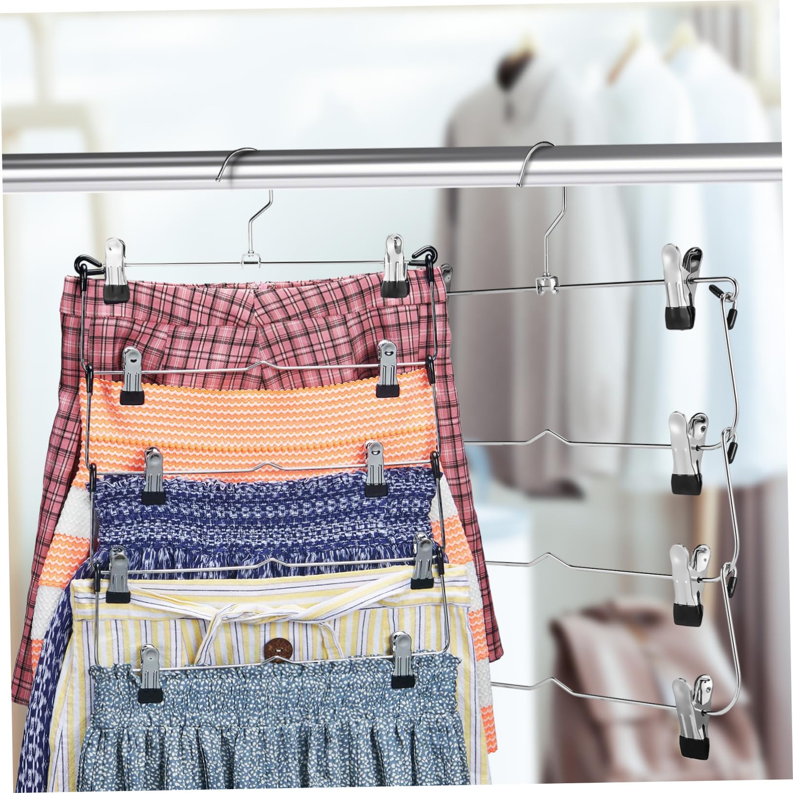 Grucce Per Gonne Multistrato in Acciaio Grucce Per Pantaloni Con Clip Organizer Per Armadio