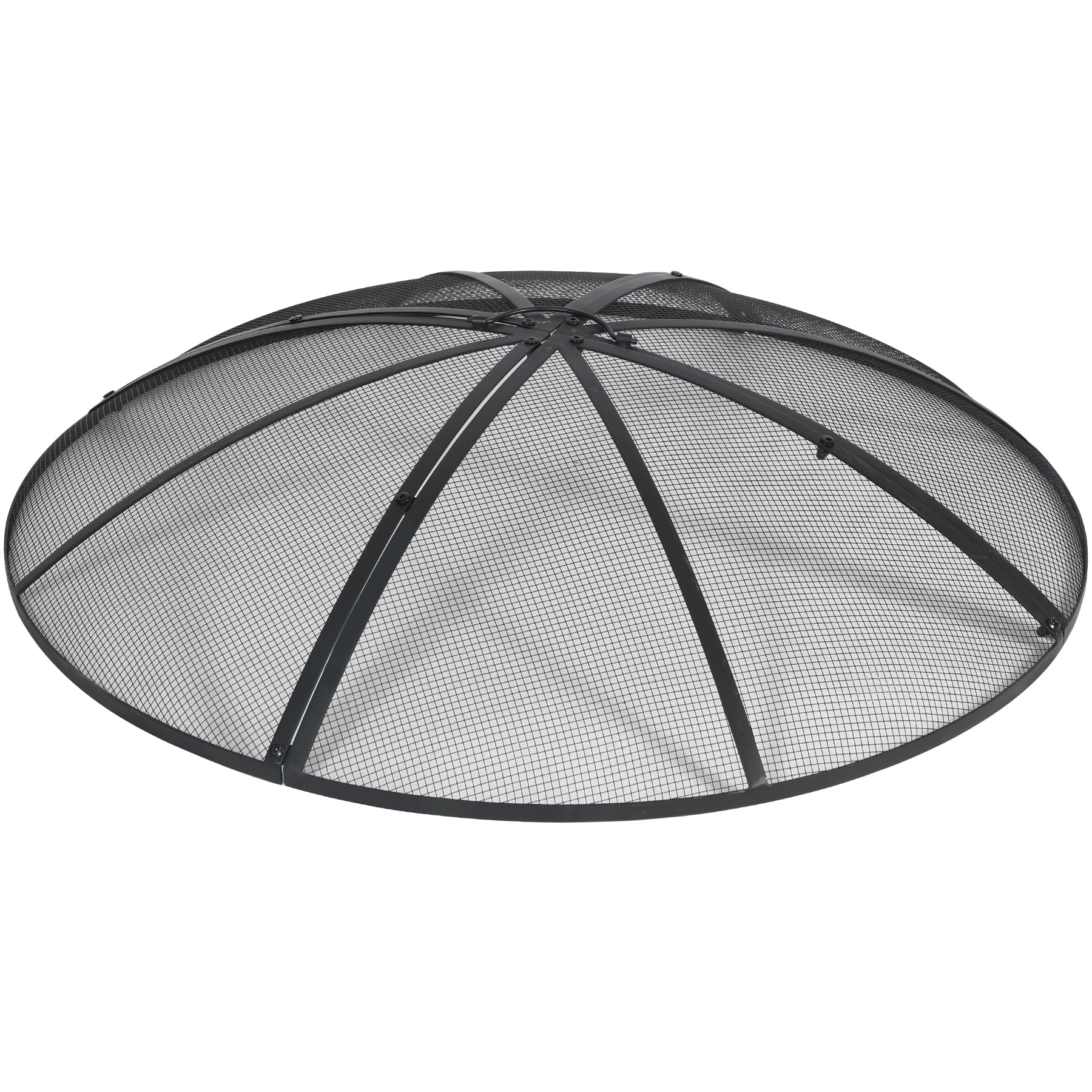 Lineslife Fire Pit Spark Screen 40 Inch Cover Round, Heavy Duty Collapsible Outdoor Fire Pit Mesh Screen, Metal Fire Pit Top Lid with Ring Handle for Patio Backyard, Black