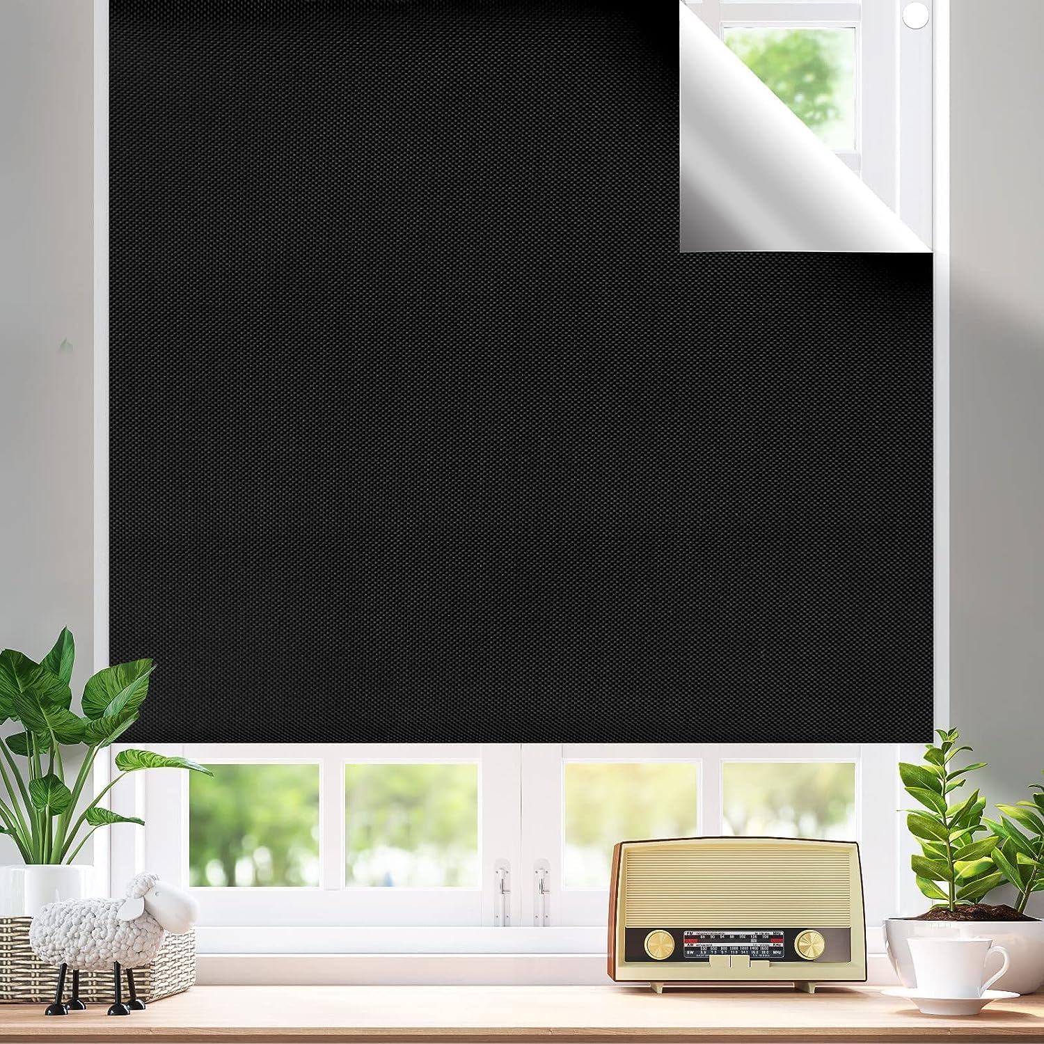 MAKINGTEC Blackout Blind, Portable Blackout Blinds Stick On Window No Drill, Blackout Material Blinds Blackout Curtains for Bedroom Nursery Loft Travel RV Car (100 * 145cm)