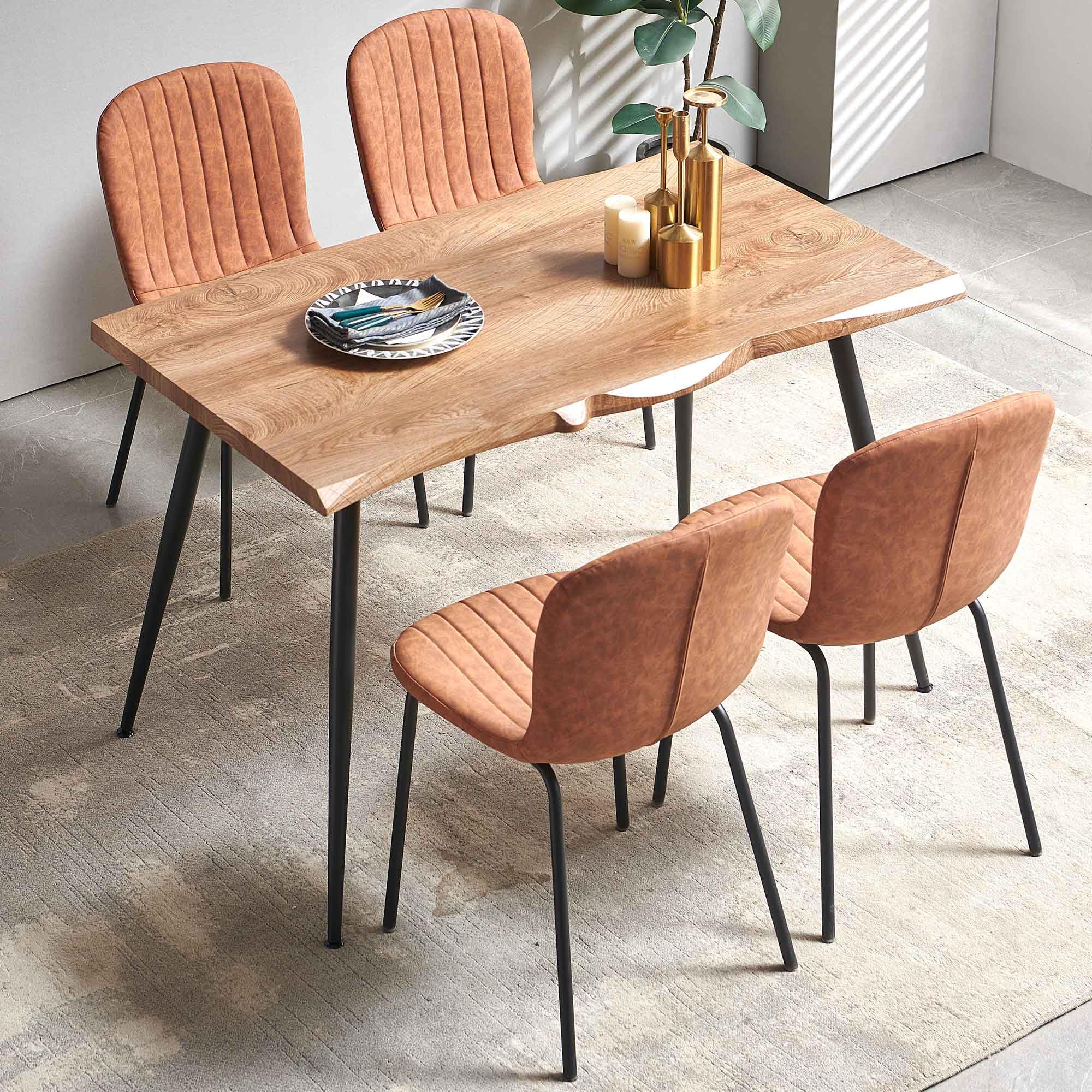 Homedot Kitchen Table and Chairs Set-5 PCS Dining Room Table Set for 4 Person, Engineered Wood Table with Irregular Tabletop, 4 Ergonomic Dining